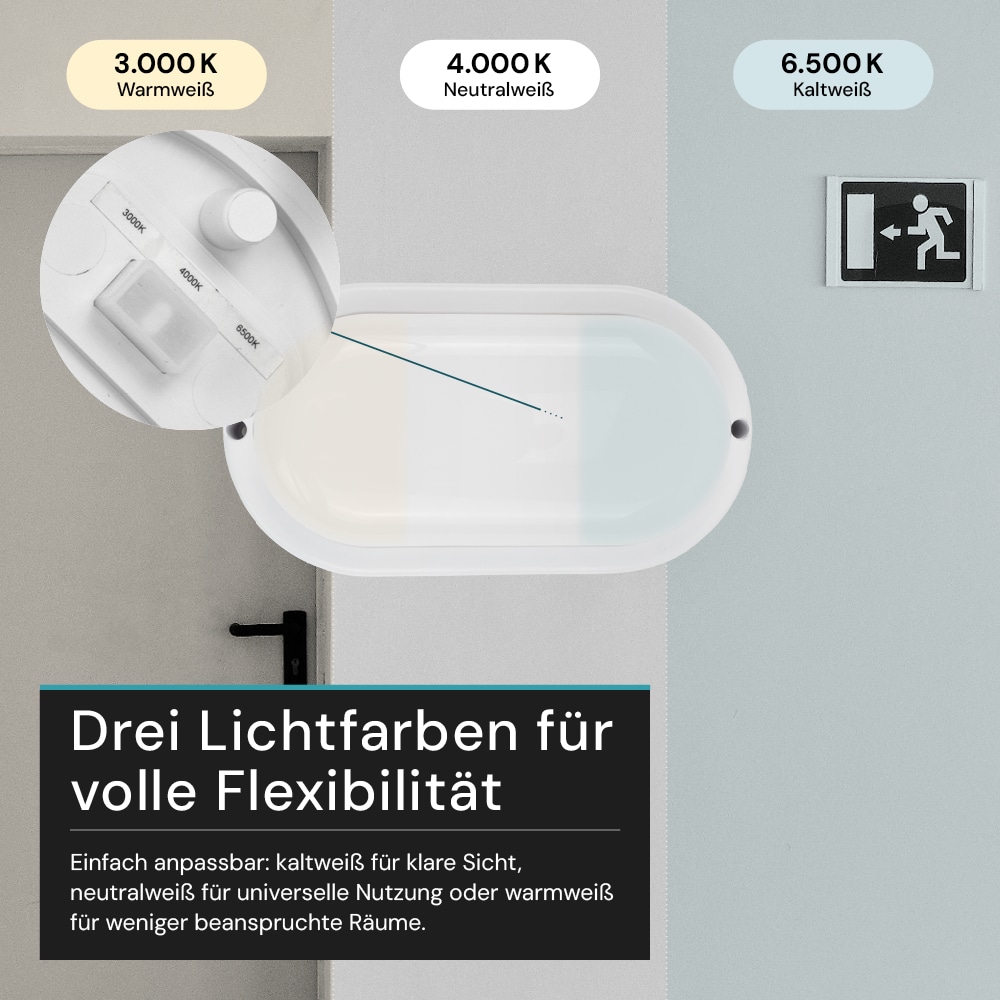 LUXULA LED-Kellerleuchte, 12W, EEK: F, 1080lm, CCT, IP54, weiß LUXULA LED-Kellerleuchte, 12W, EEK: F, 1080lm, CCT, IP54, weiß