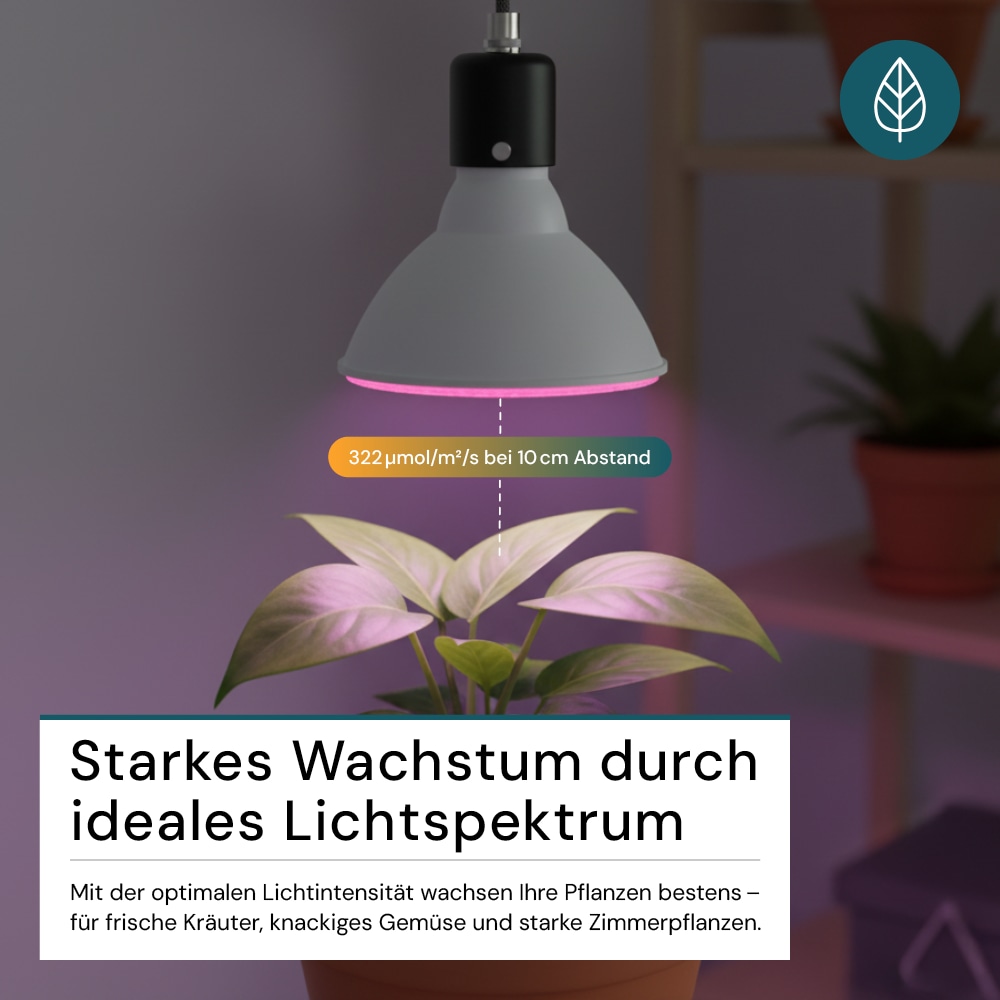LUXULA LED-Pflanzenlampe, E27, 18W, 1200K, 580lm, warmweiß, IP20 LUXULA LED-Pflanzenlampe, E27, 18W, 1200K, 580lm, warmweiß, IP20