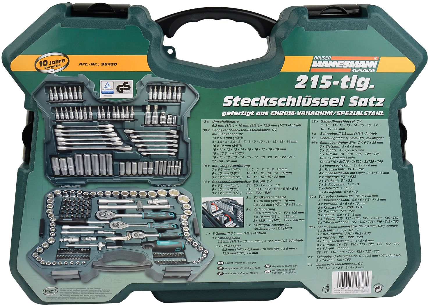 BRÜDER MANNESMANN Steckschlüssel-Satz, 215-tlg, 1/4"+3/8"+1/2" BRÜDER MANNESMANN Steckschlüssel-Satz, 215-tlg, 1/4"+3/8"+1/2"