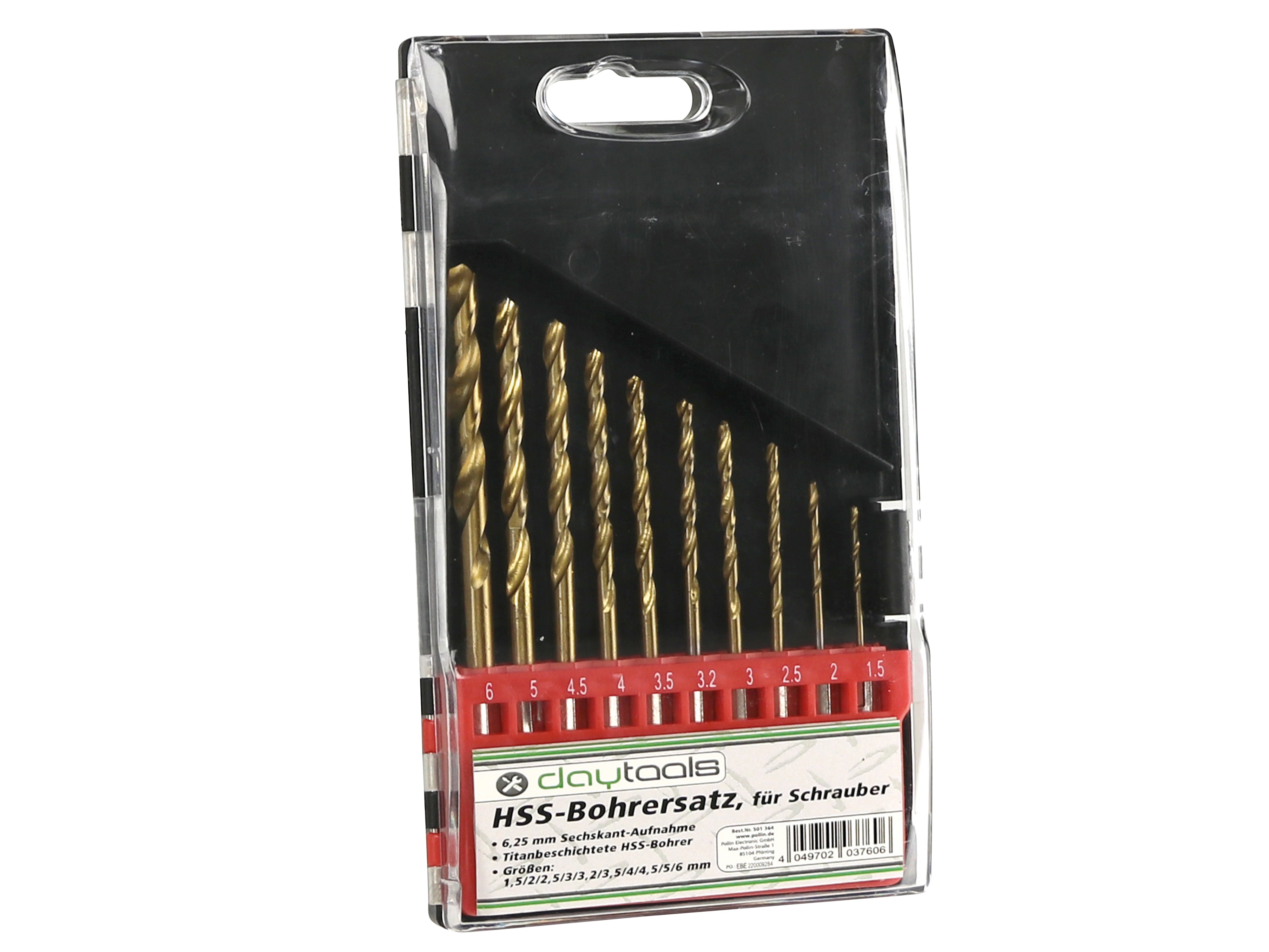 HSS Bohrersatz für Schrauber, 1,5...6 mm, 10-teilig HSS Bohrersatz für Schrauber, 1,5...6 mm, 10-teilig