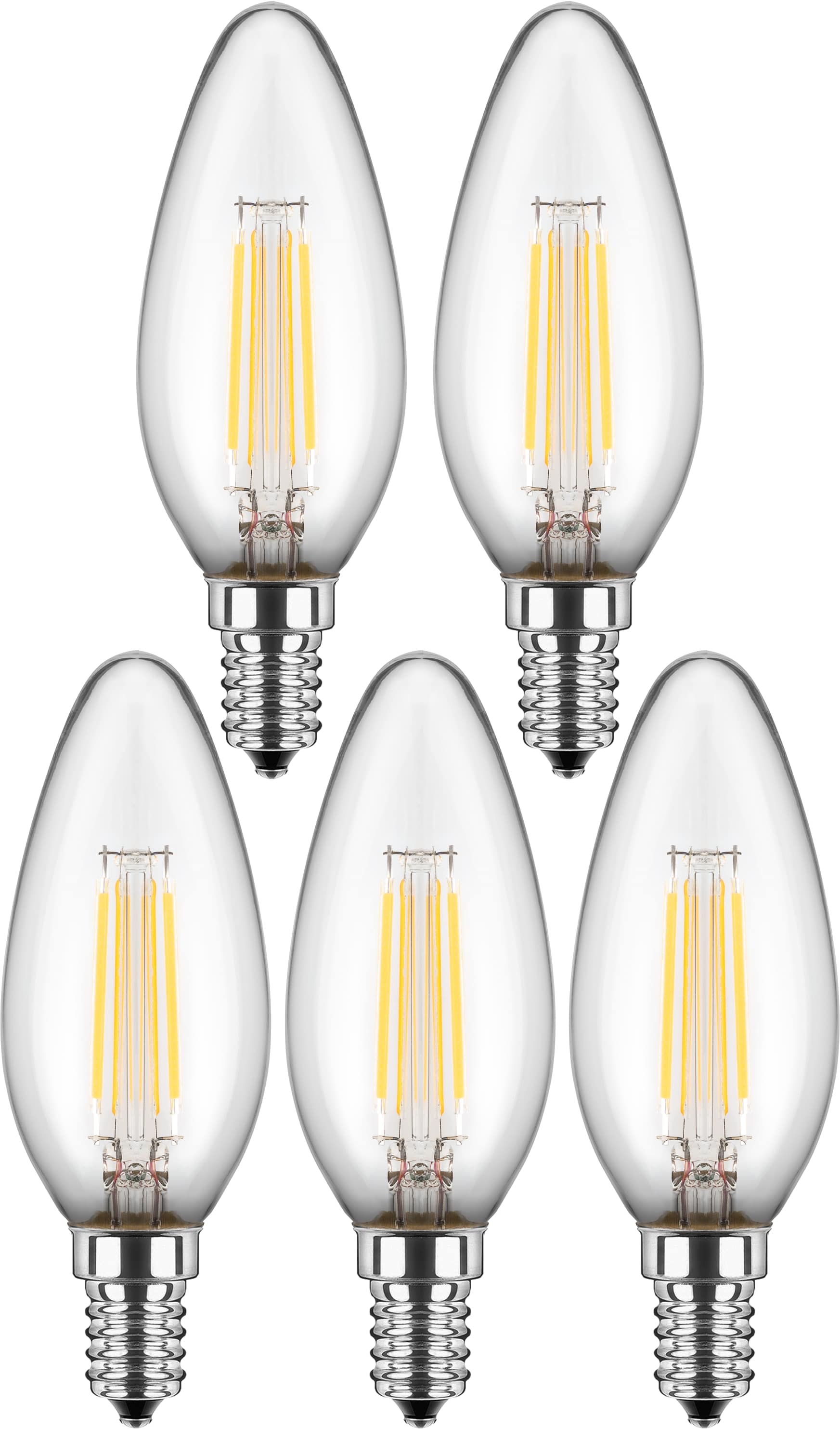 BLULAXA LED-Filament-Lampe, C35, EEK: F, E14, 4,5 W, 470 lm, 2700 K, 5 Stück