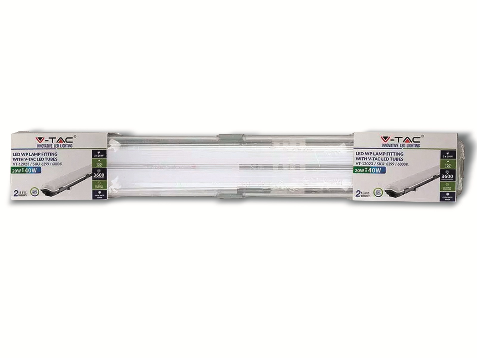 V-TAC LED-Feuchtraum-Wannenleuchte VT-12023 (6399), 2x 18 W, 6500K V-TAC LED-Feuchtraum-Wannenleuchte VT-12023 (6399), 2x 18 W, 6400K