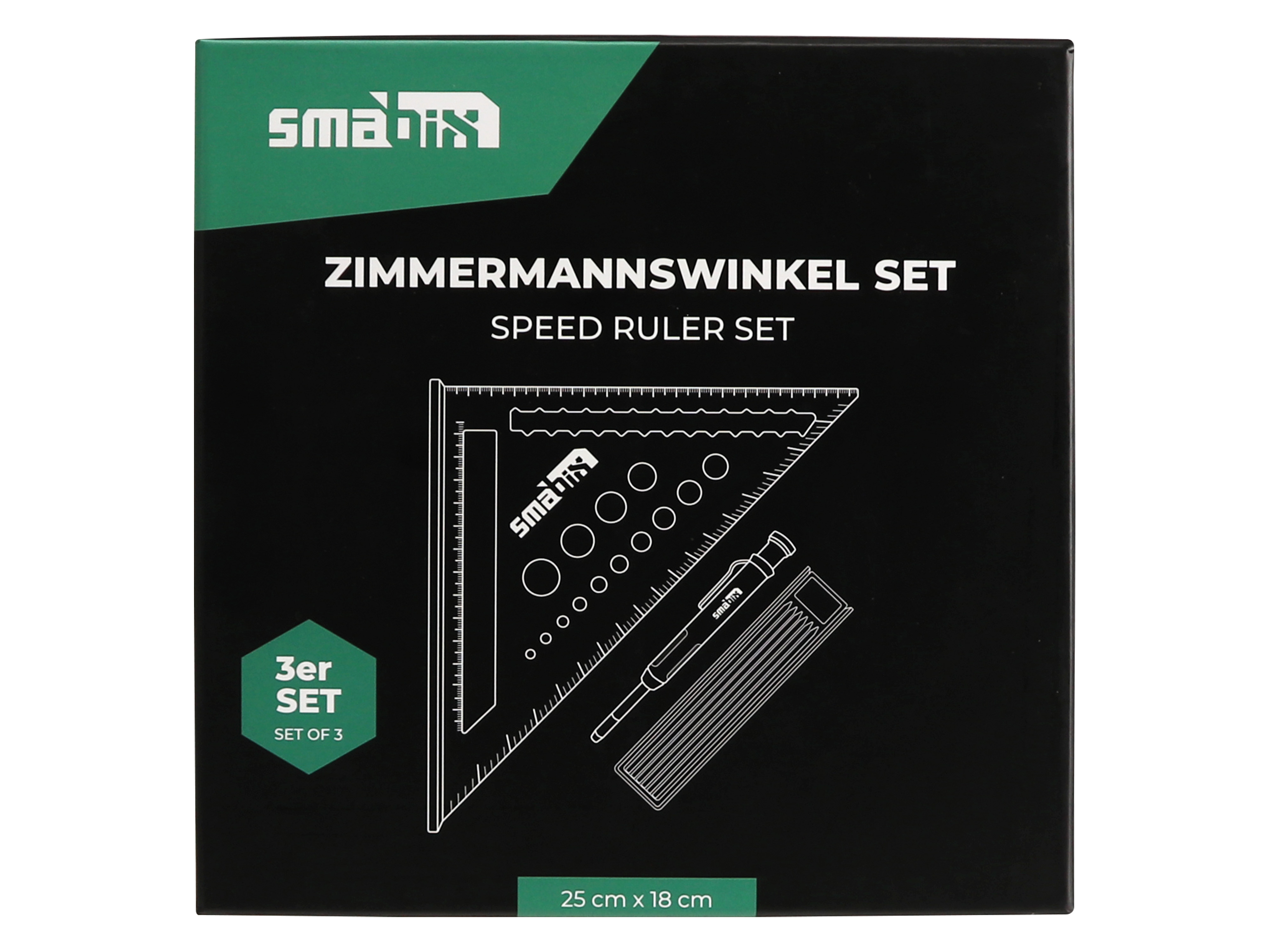 SMABIX Zimmermannswinkel, grün eloxiert, mit Tieflochmarker SMABIX Zimmermannswinkel, grün eloxiert, mit Tieflochmarker