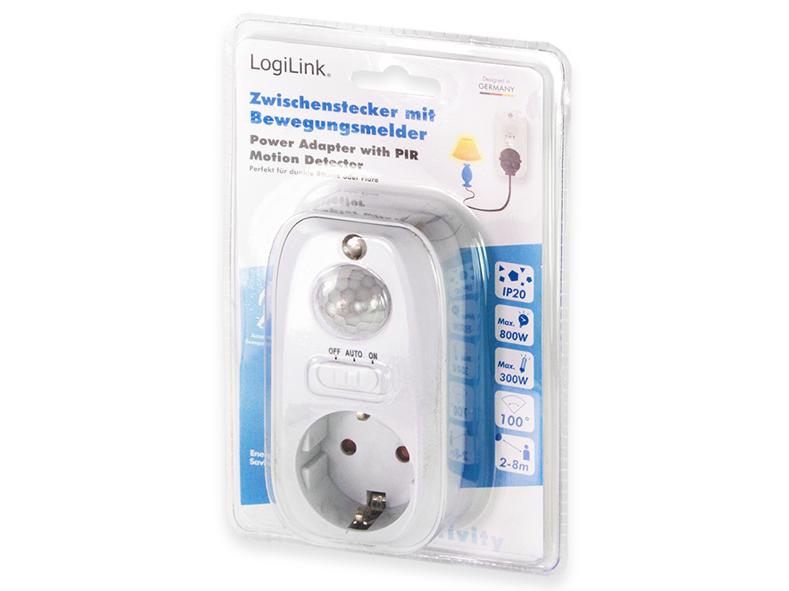 LOGILINK Steckdose mit Bewegungsmelder PA0248, weiß LOGILINK Steckdose mit Bewegungsmelder PA0248, weiß