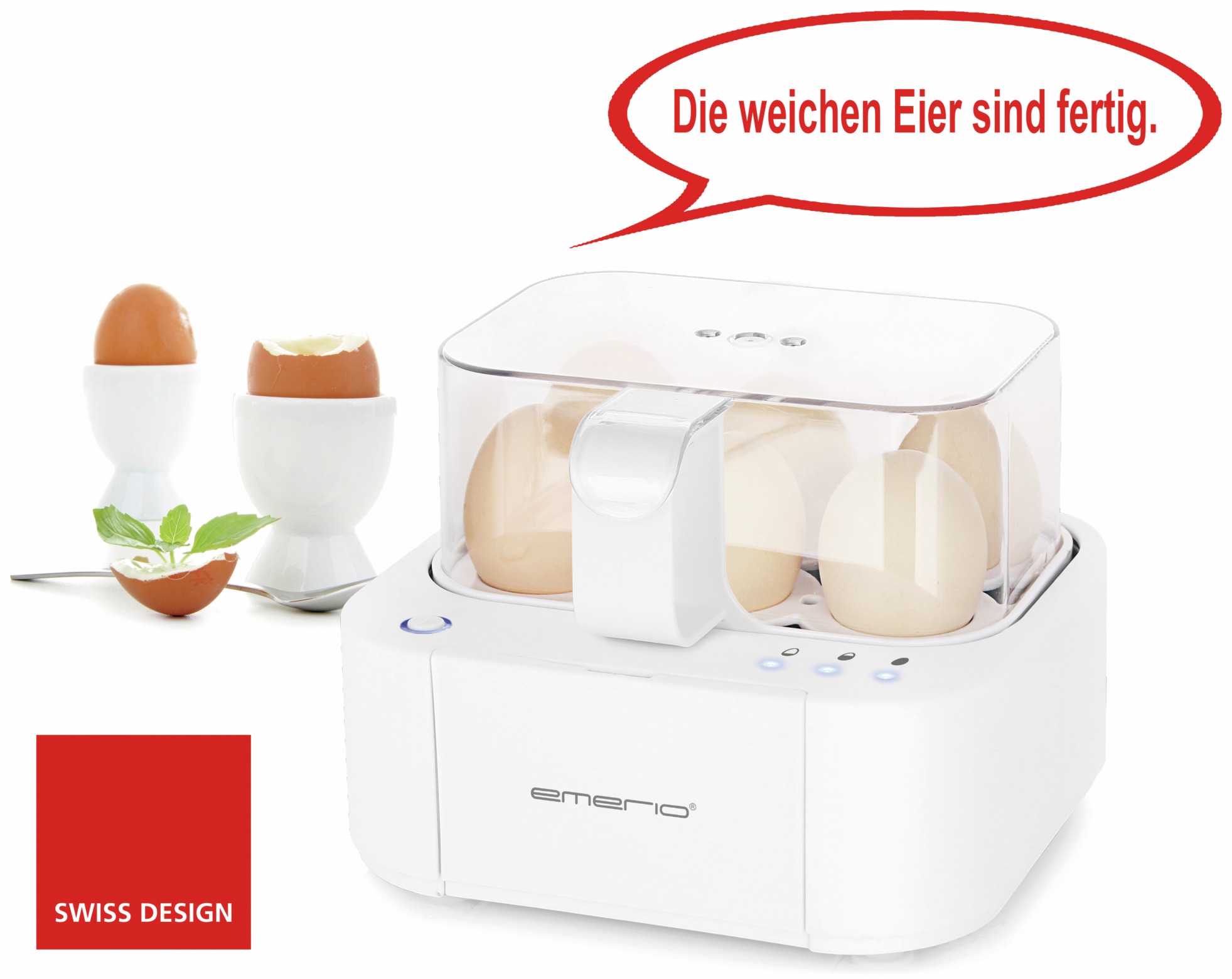EMERIO Eierkocher EB-115560.12, 6 Eier, 400 Watt, Sprachausgabe, weiß EMERIO Eierkocher EB-115560.12, 6 Eier, 400 Watt, Sprachausgabe, weiß