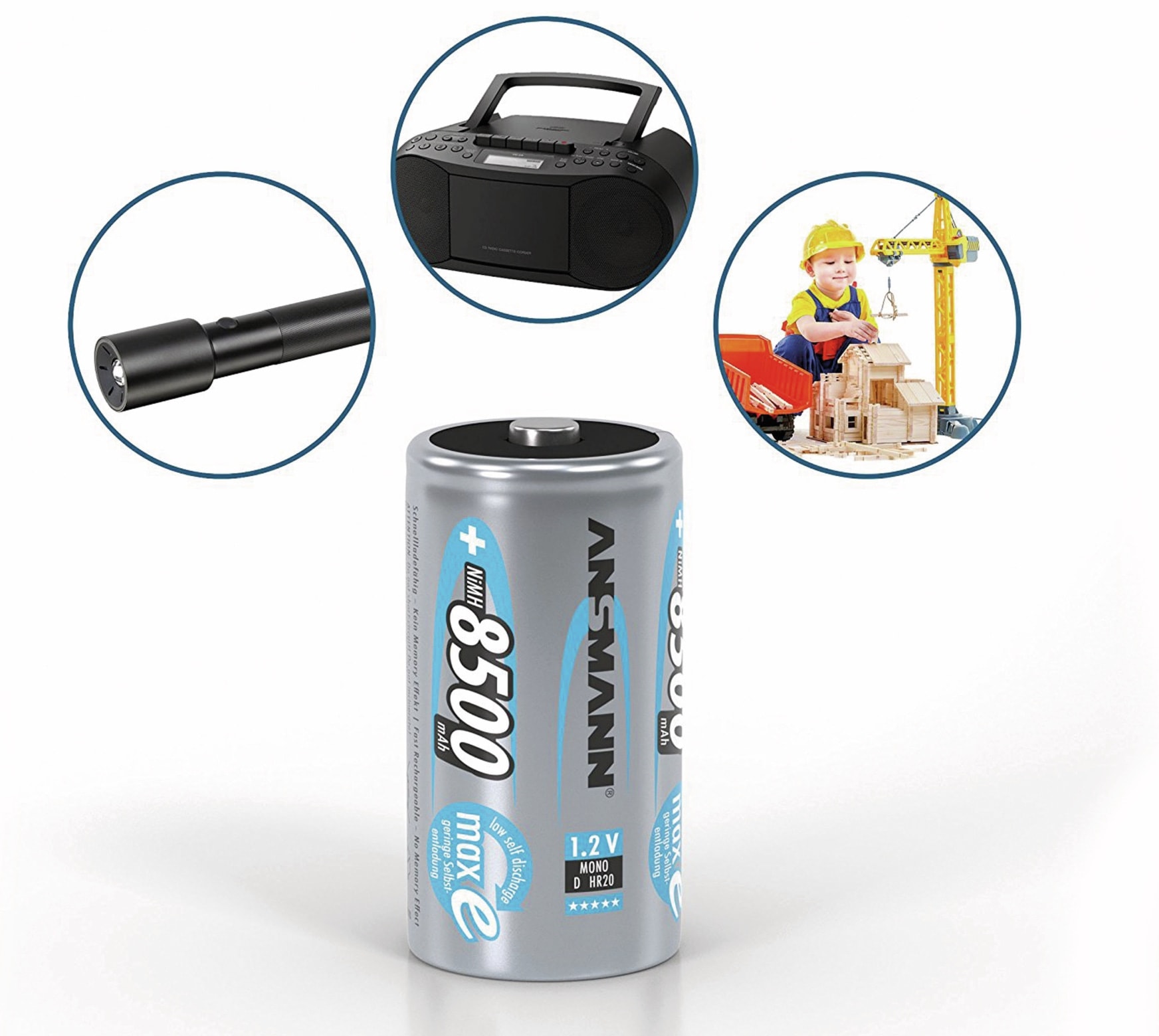 ANSMANN NiMH-Mono-Akku maxE, 8500 mAh, 2 Stück