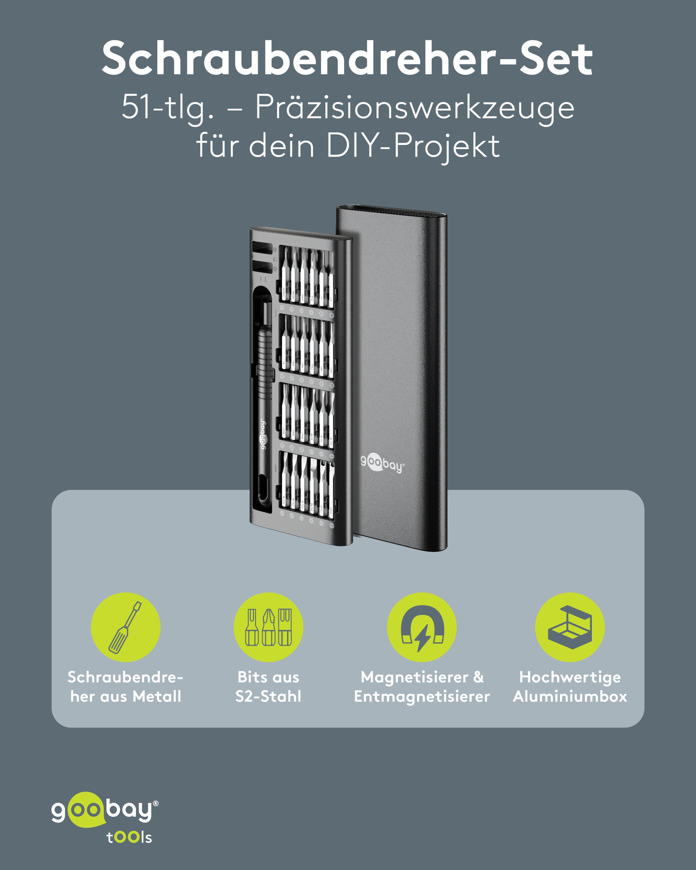 GOOBAY TOOLS Schraubendreher-Set, 77835, mit 48-tlg. Präzisions-Bitsatz GOOBAY TOOLS Schraubendreher-Set, 77835, mit 48-tlg. Präzisions-Bitsatz