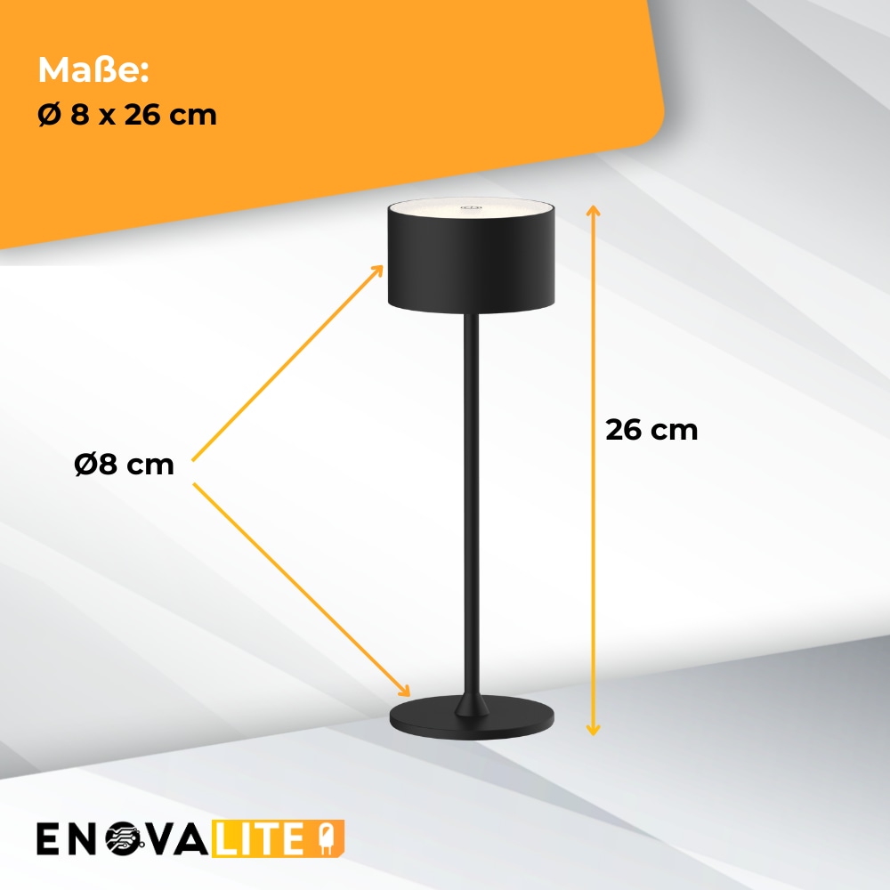ENOVALITE LED-Akku-Tischleuchte, ELED700400, EEK: D dimmbar, CCT, schwarz ENOVALITE LED-Akku-Tischleuchte, ELED700400, EEK: D dimmbar, CCT, schwarz