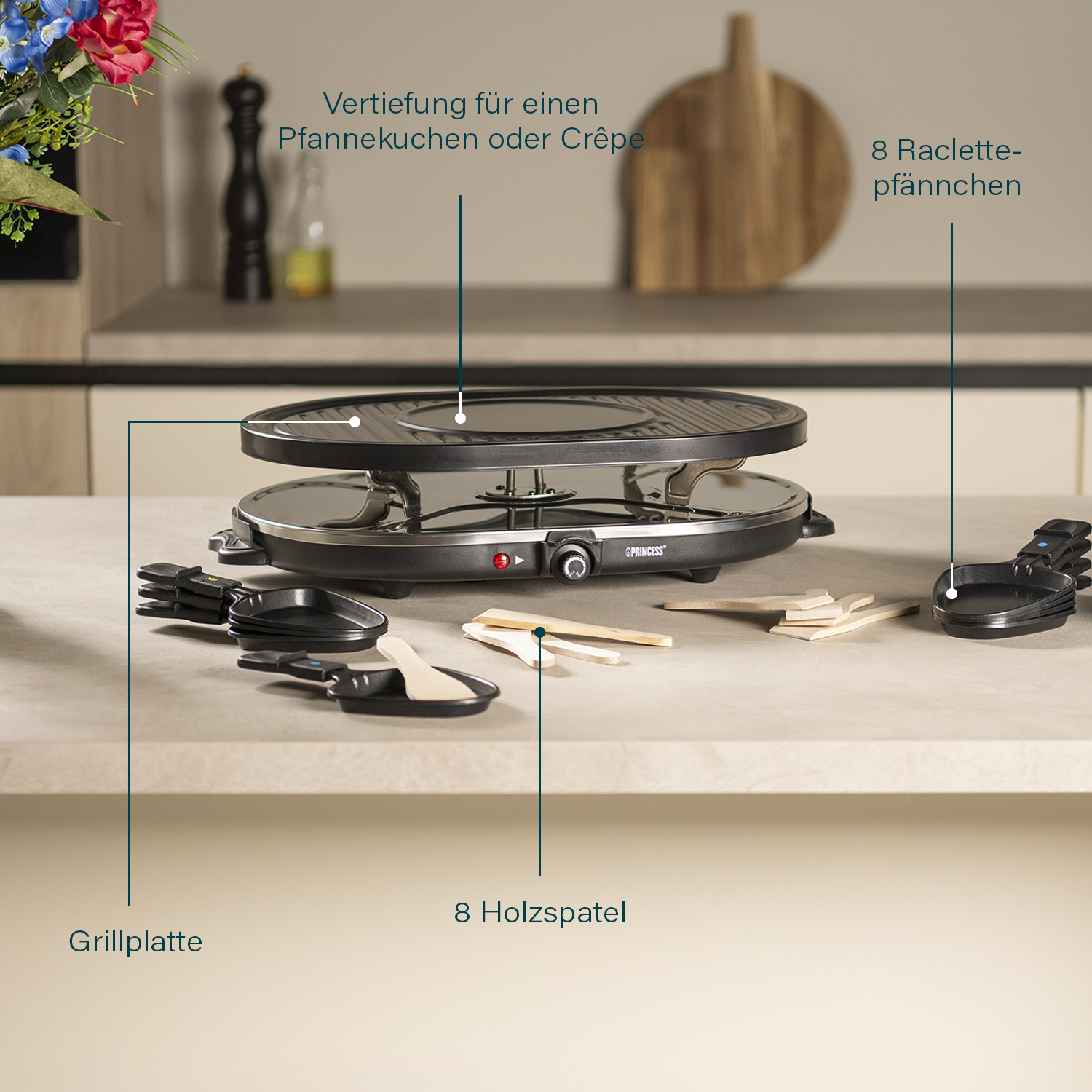 PRINCESS Raclette-Grill 162700, 1200 W, 8 Personen PRINCESS Raclette-Grill 162700, 1200 W, 8 Personen