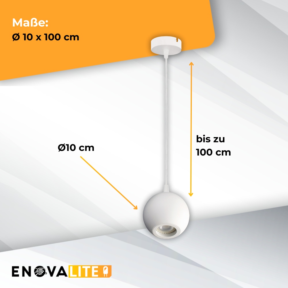 ENOVALITE LED-Pendellampe GLOBE, GU10-Fassung, IP20, Ø10cm, 1flammig, weiß ENOVALITE LED-Pendellampe GLOBE, GU10-Fassung, IP20, Ø10cm, 1flammig, weiß