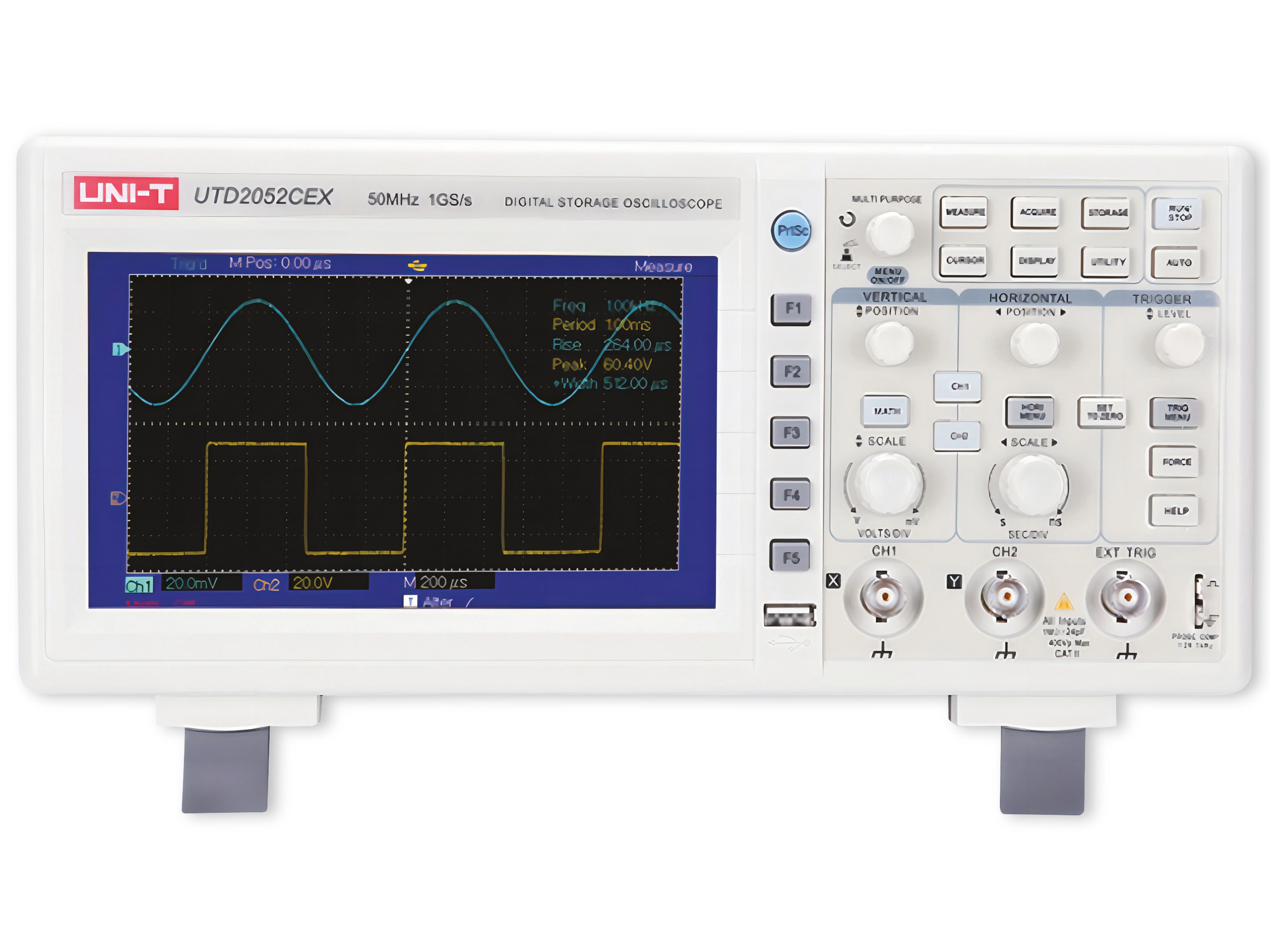 UNI-T Speicher-Oszilloskop UTD2052CEX+, 2 Kanal, 50 MHz UNI-T Speicher-Oszilloskop UTD2052CEX+, 2 Kanal, 50 MHz
