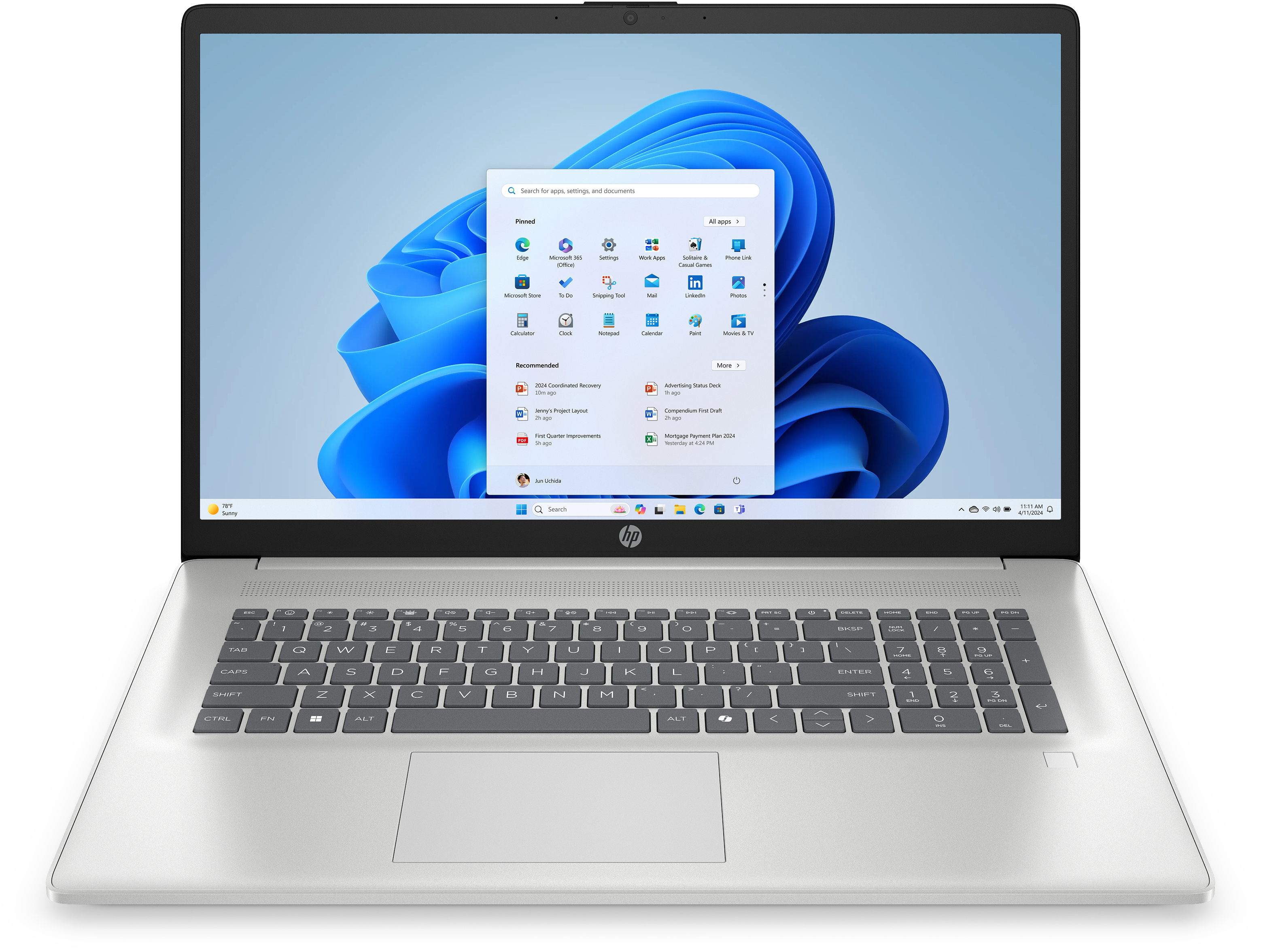 HP Notebook 17-cp2166ng, 439cm (17,3"), AMD Ryzen™ 5 7520U, FullHD, 16GB DDR5, 512GB SSD, Win 11 Home