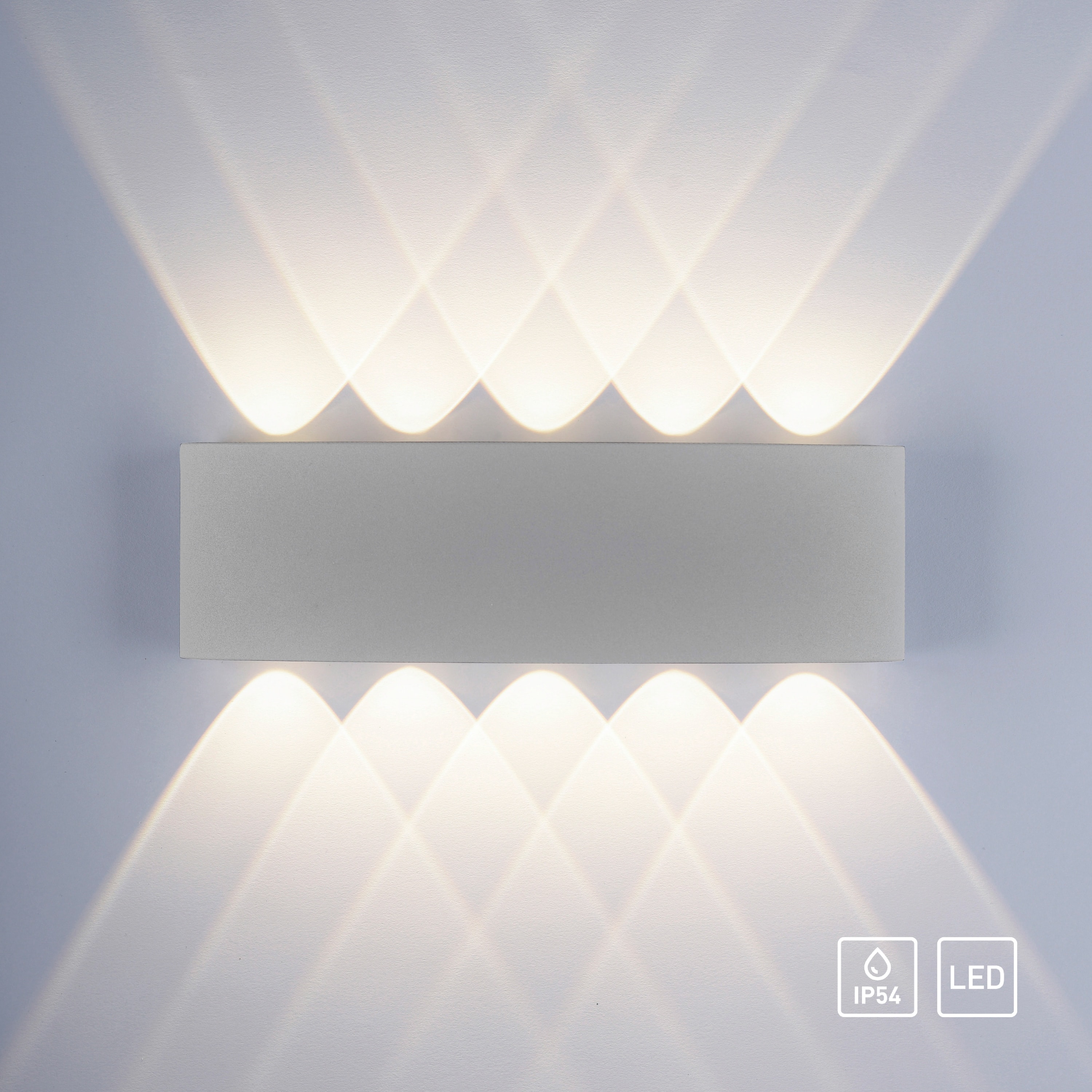 PAUL NEUHAUS LED-Wandleuchte 9489-21 silber, 8 W, 1200 lm, 3000 K, IP54 PAUL NEUHAUS LED-Wandleuchte 9489-21 silber, 8 W, 1200 lm, 3000 K, IP54