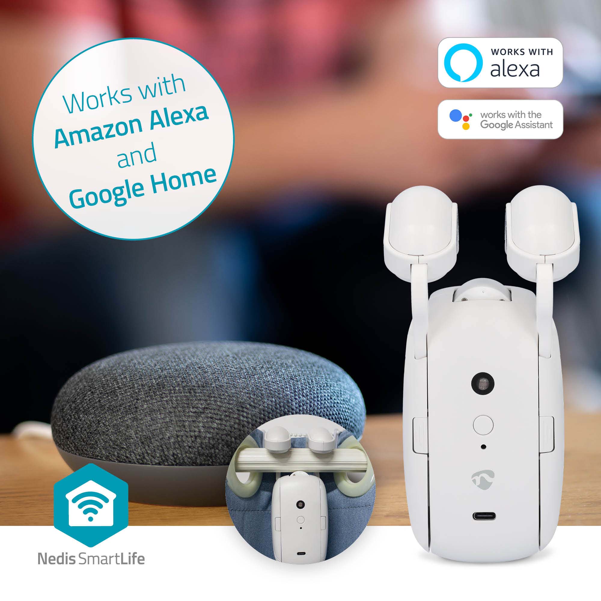NEDIS Vorhangöffner SmartLife, USB-/Batteriebetrieben, Stangenschiene, weiß NEDIS Vorhangroboter SmartLife, USB-/Batteriebetrieben, Stangenschiene, weiß