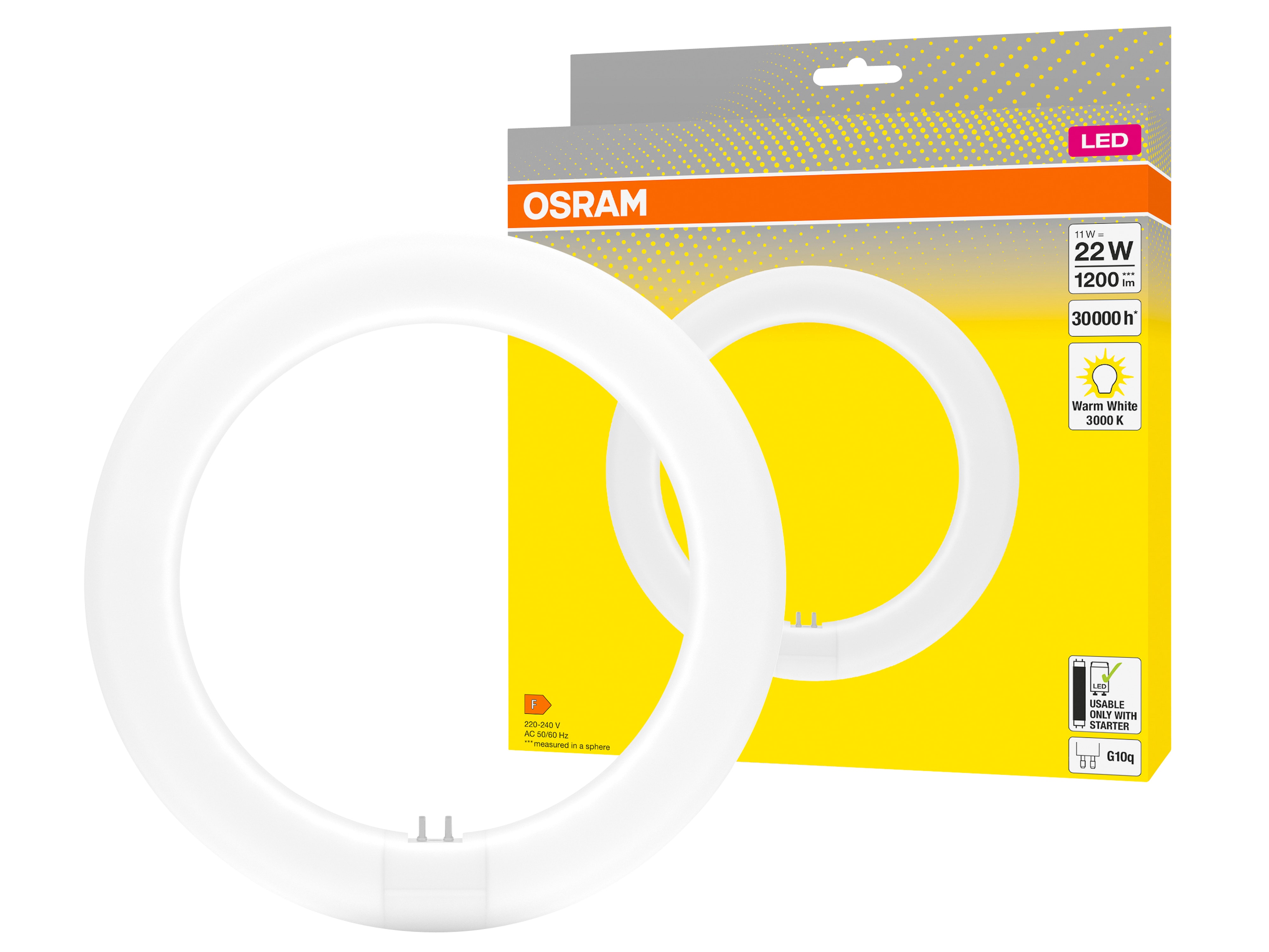 OSRAM LED-Röhre T9, Ringform, G10q, EEK: F, 11W, 1200lm, 3000K OSRAM LED-Röhre T9, Ringform, G10q, EEK: F, 11W, 1200lm, 3000K