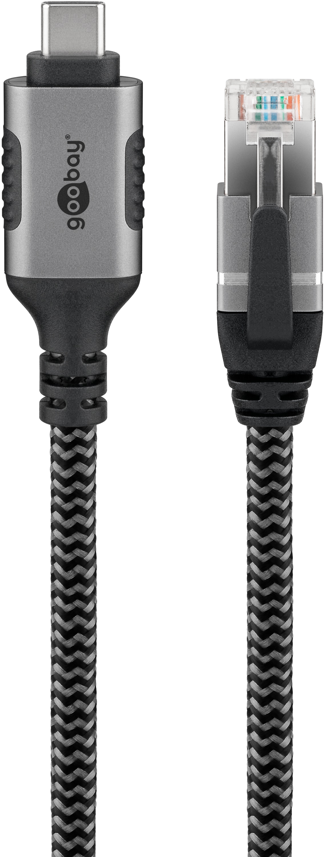 GOOBAY Ethernet-Kabel CAT6 USB-C 3.1 auf RJ45, 1m, schwarz/silber GOOBAY Ethernet-Kabel CAT6 USB-AC 3.1 auf RJ45 1m