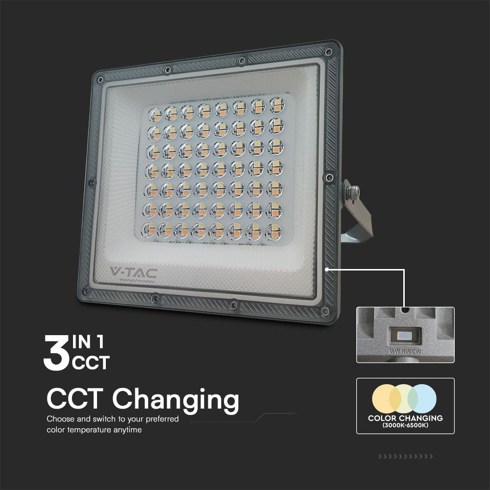 V-TAC LED-Fluter, VT-44050, EEK: F, 50 W, 5000 lm, CCT, IP65, grau V-TAC LED-Fluter, VT-44050, EEK: F, 50 W, 5000 lm, CCT, IP65, grau
