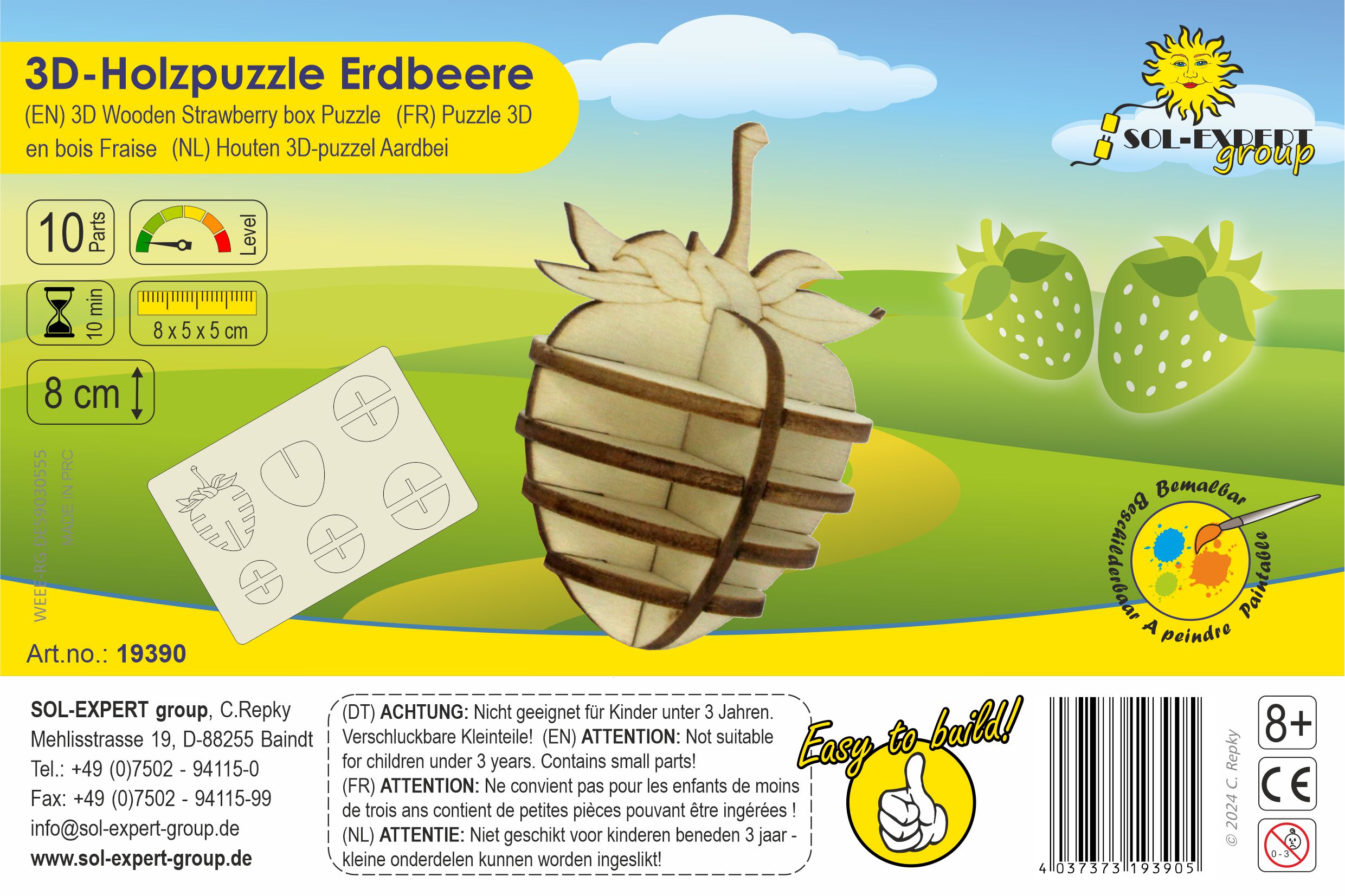 SOL-EXPERT 3D Holz Puzzle Erdbeere SOL-EXPERT 3D Holz Puzzle Erdbeere