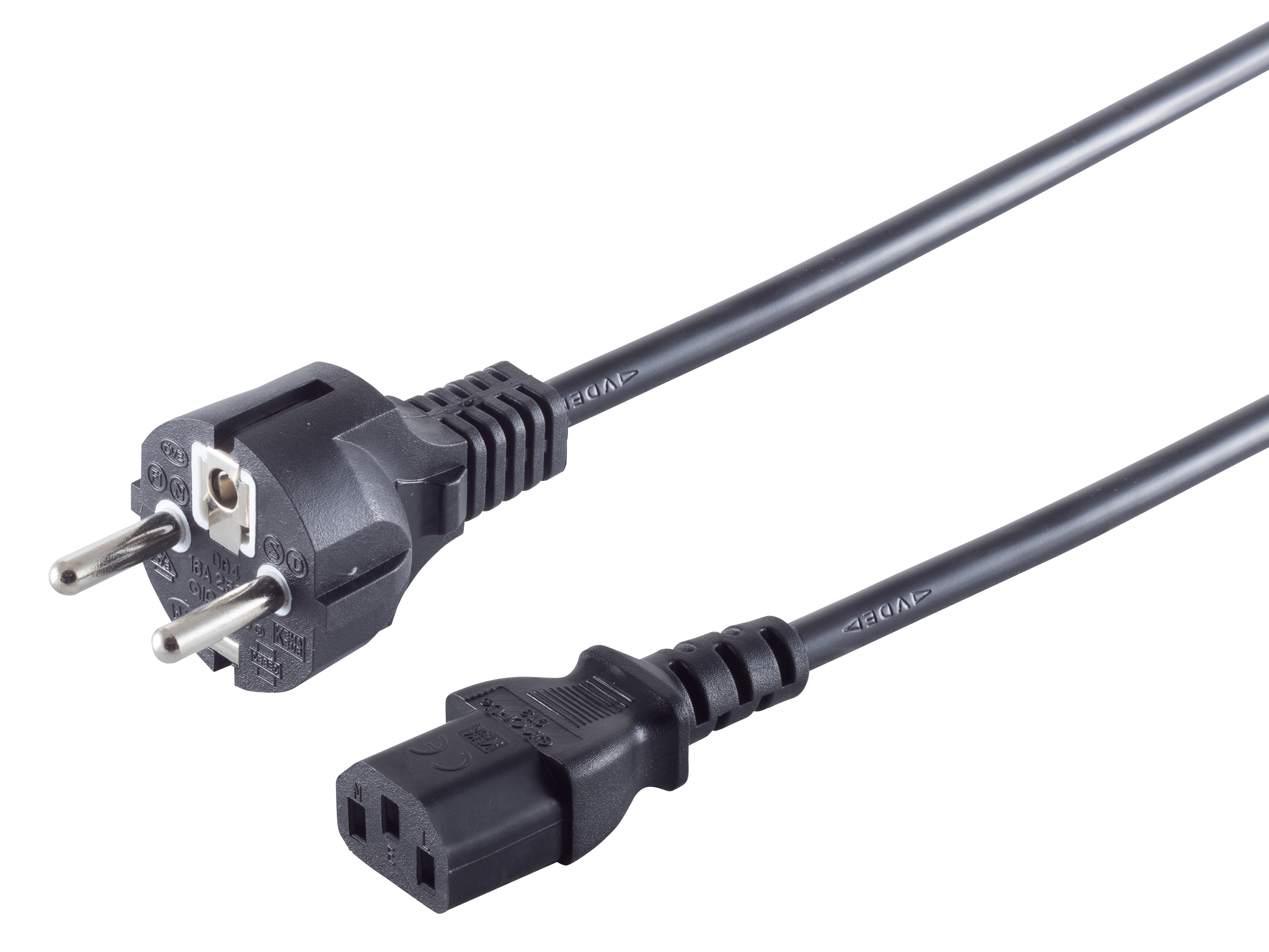 S-IMPULS Kaltgerätekabel Schutzkontaktstecker gerade - Kaltgerätebuchse gerade 1,8m schwarz