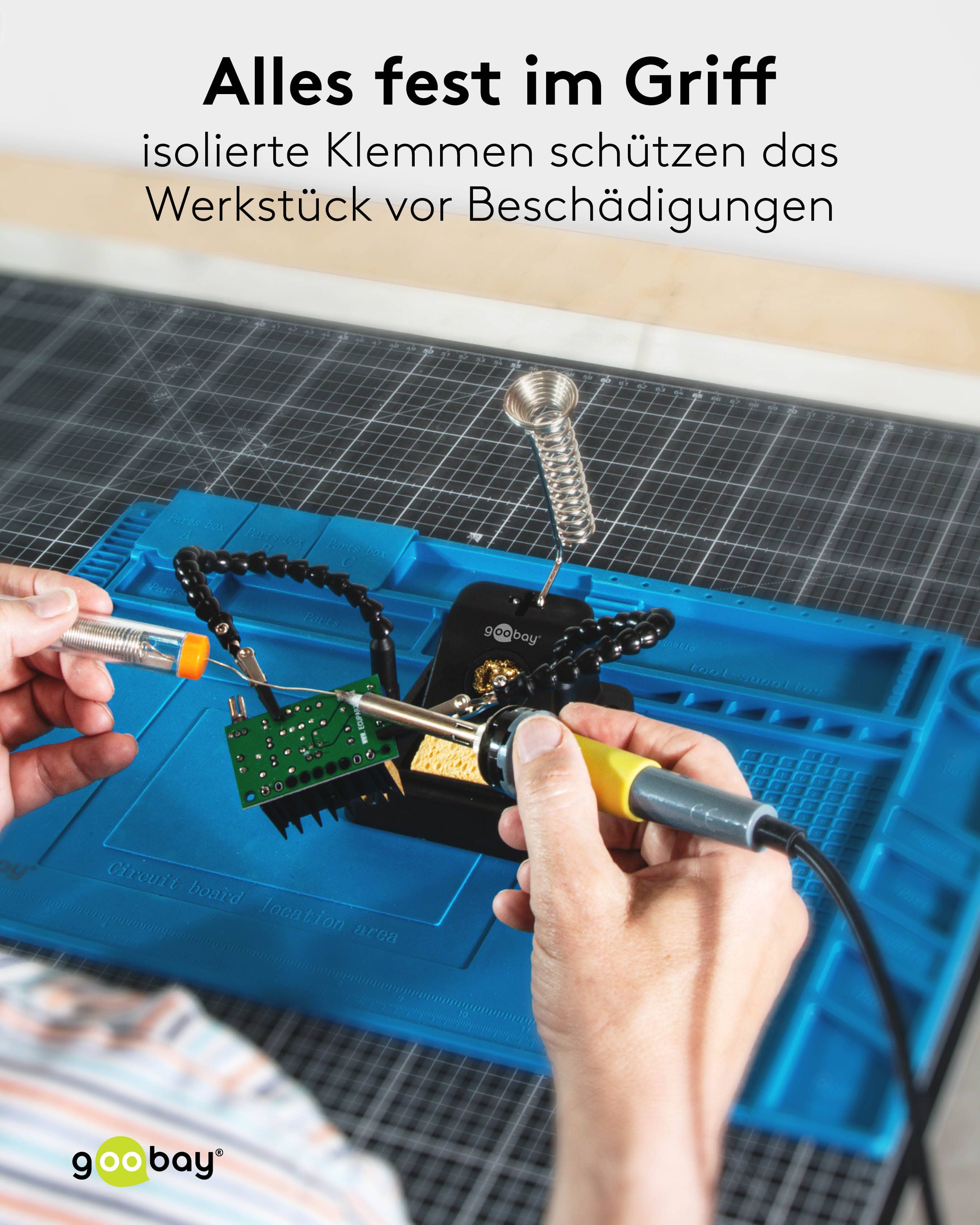 GOOBAY Löthilfe, 76561, mit Schwanenhals-Armen und Lötkolbenständer GOOBAY Löthilfe, 76561, mit Schwanenhals-Armen und Lötkolbenständer