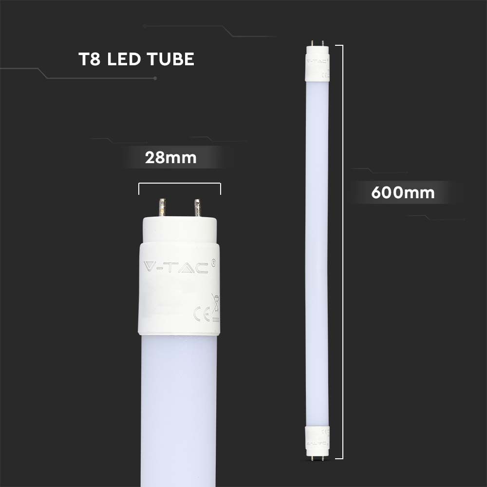 V-TAC LED-Röhre VT-062, T8, G13, EEK: E, 7,5 W, 850 lm, 6500 K, 600 mm V-TAC LED-Röhre VT-062, T8, G13, EEK: E, 7,5 W, 850 lm, 6500 K, 600 mm