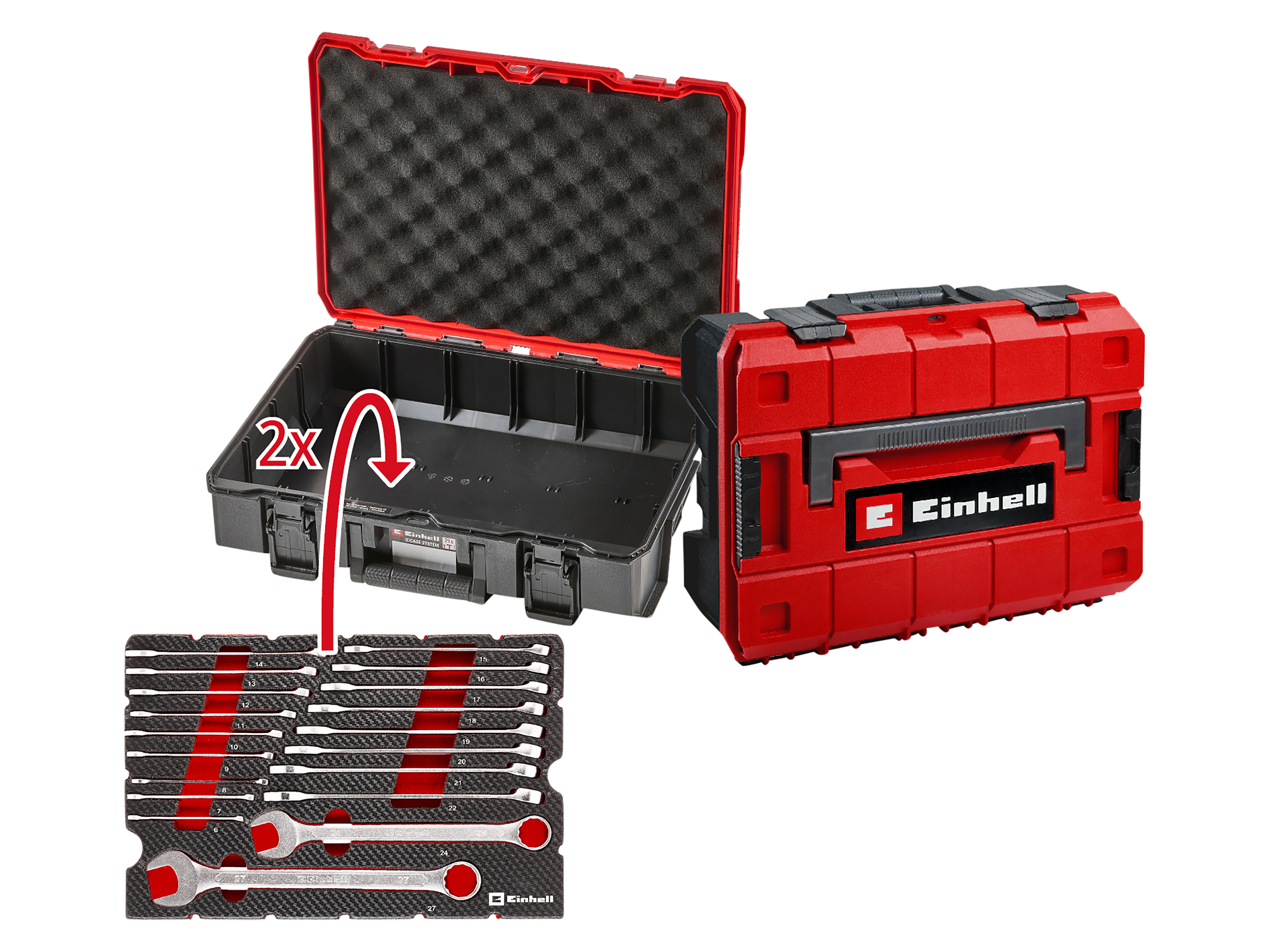 EINHELL E-Case-Einleger Gabelringschlüssel, 370521, 19-teilig EINHELL E-Case-Einleger Gabelringschlüssel, 370521, 19-teilig