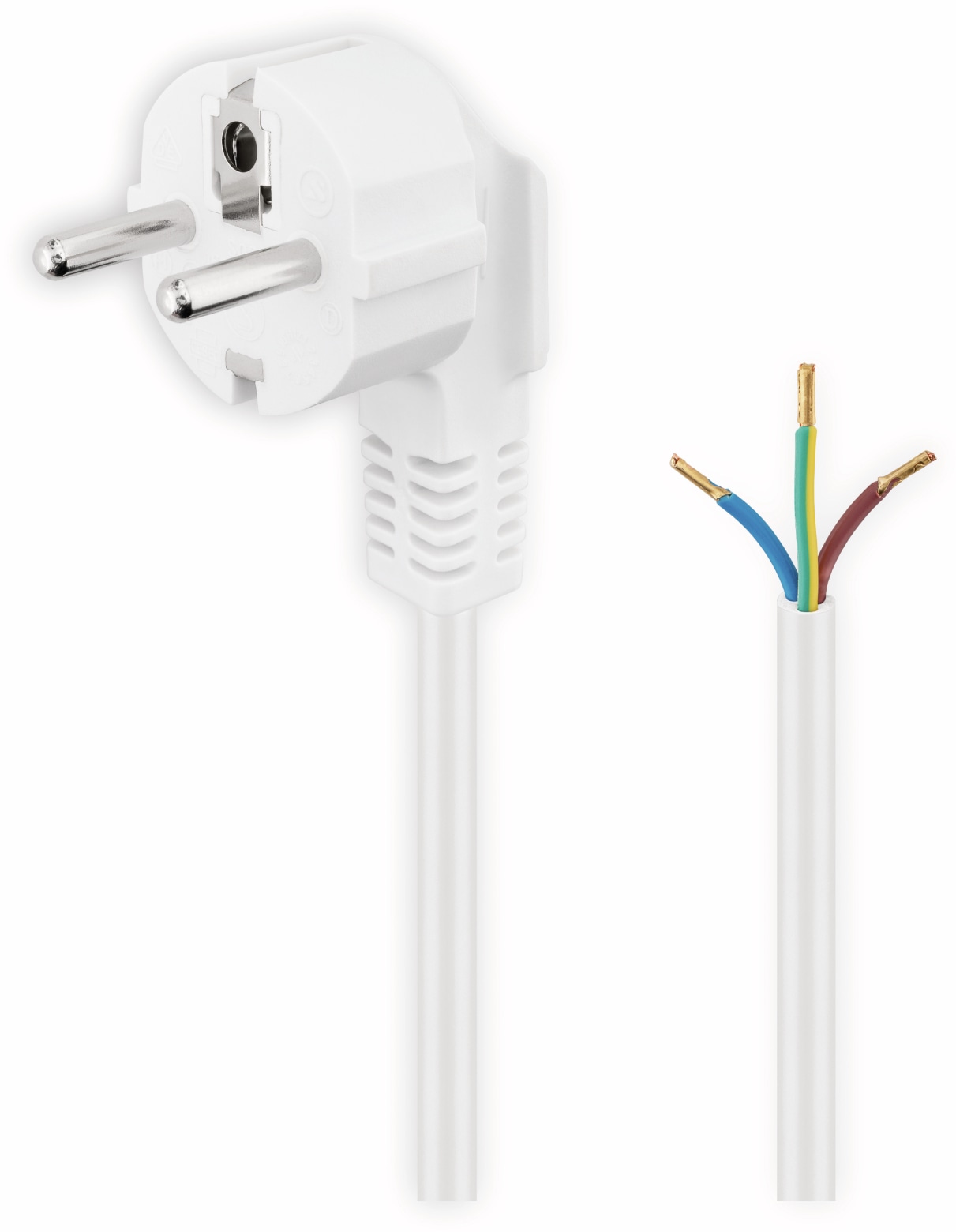 GOOBAY Netzkabel, 3x1mm², weiß, 3m, offenes Ende, Winkelstecker GOOBAY Netzkabel, 3x1mm², weiß, 3m, offenes Ende, Winkelstecker