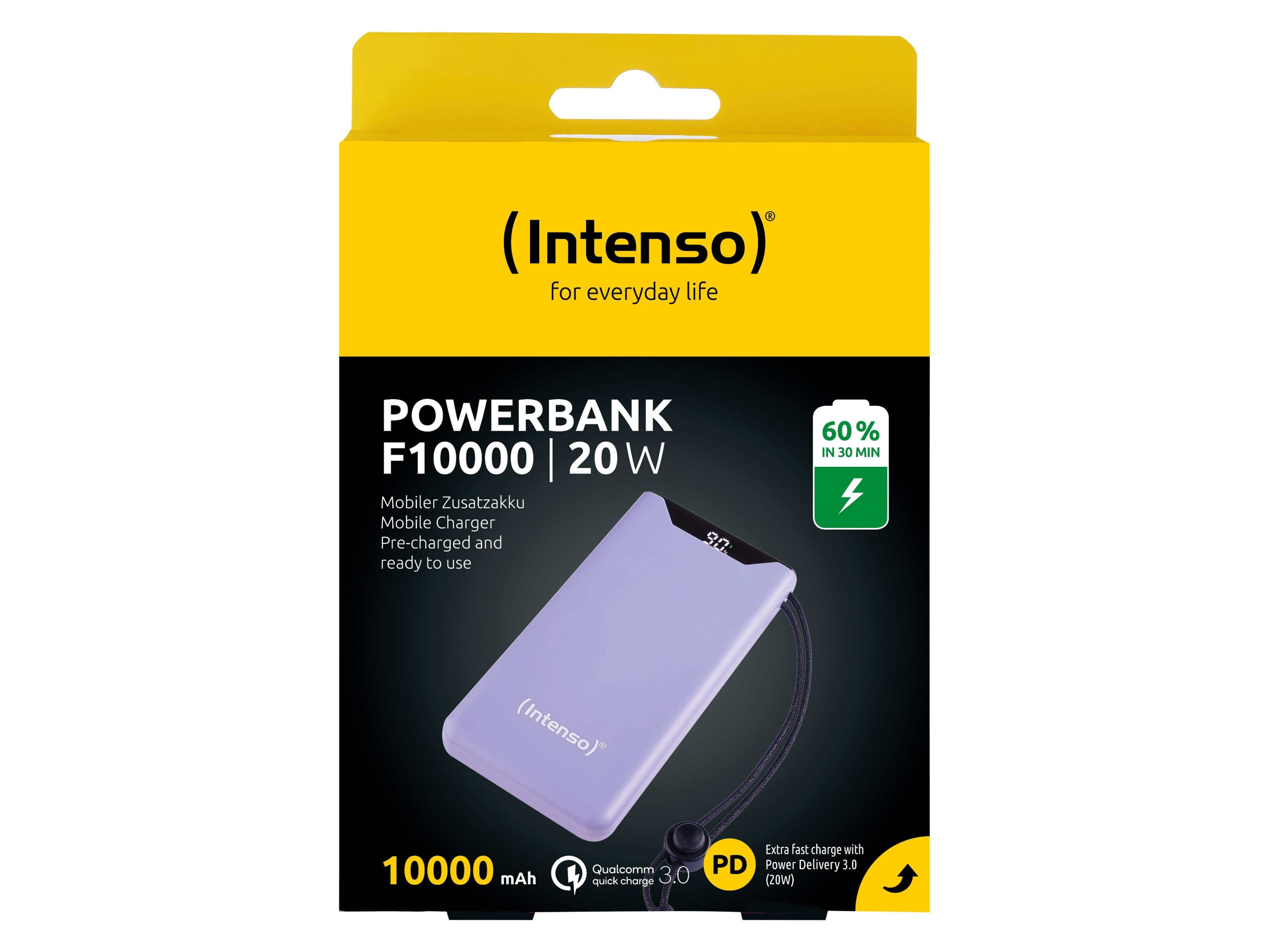 INTENSO USB Powerbank 7332033, F10000, 10.000mAh, 20 W, lila INTENSO USB Powerbank 7332033, F10000, 10.000mAh, 20 W, lila