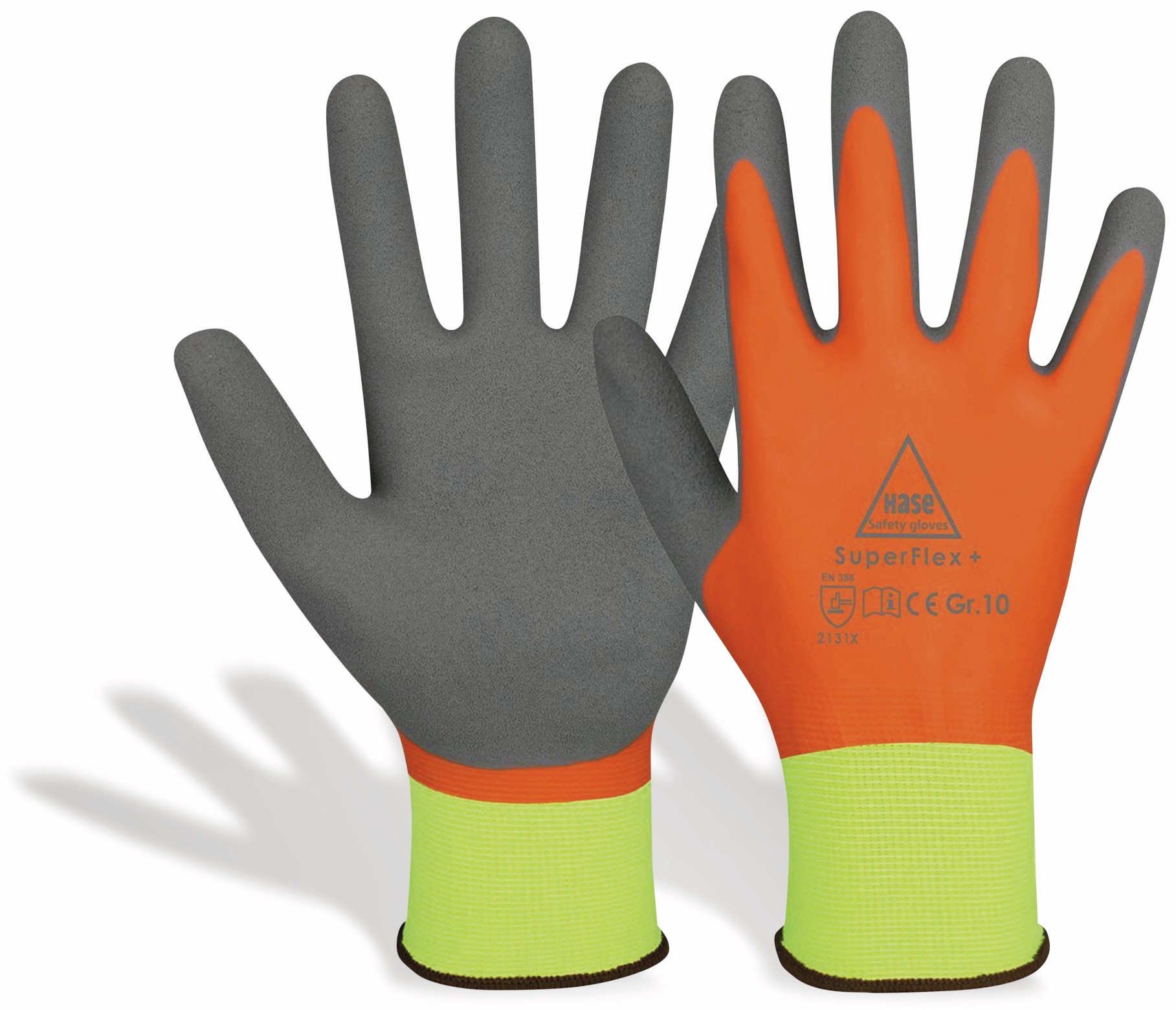 HASE SAFETY GLOVES Latex-Arbeitshandschuhe SuperFlex+, EN388, EN 420, neongelb/orange, Größe 9 HASE SAFETY GLOVES Latex-Arbeitshandschuhe SuperFlex+, EN388, EN 420, neongelb/orange, Größe 9