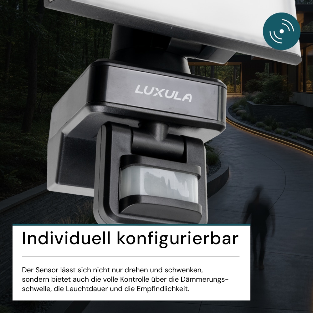 LUXULA LED-Fluter LX400193, mit BM, 20 W, 2100 lm, 4000 K, schwarz