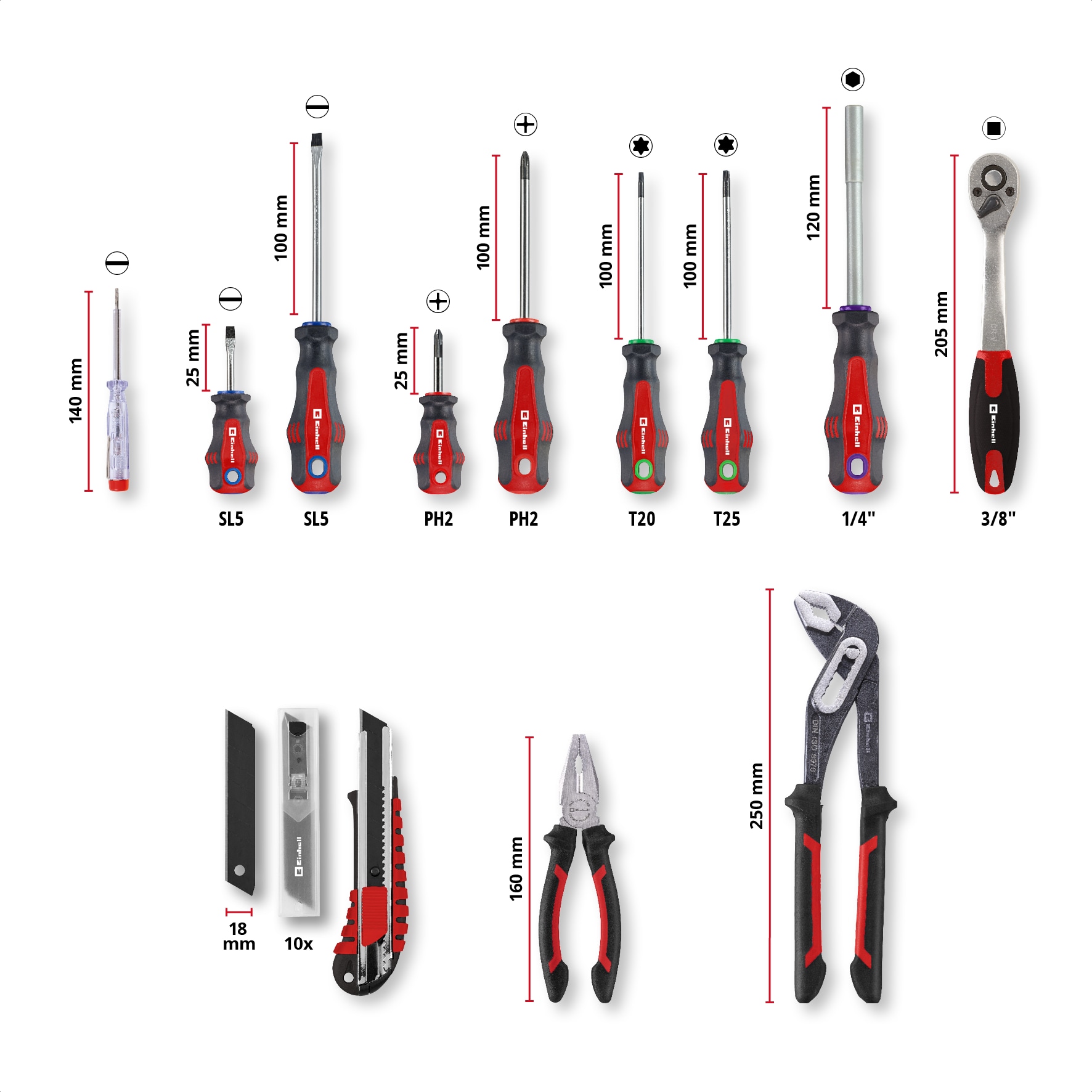 EINHELL Werkzeugkoffer, 370570, E-Case, 80-teilig EINHELL Werkzeugkoffer, 370570, E-Case, 80-teilig