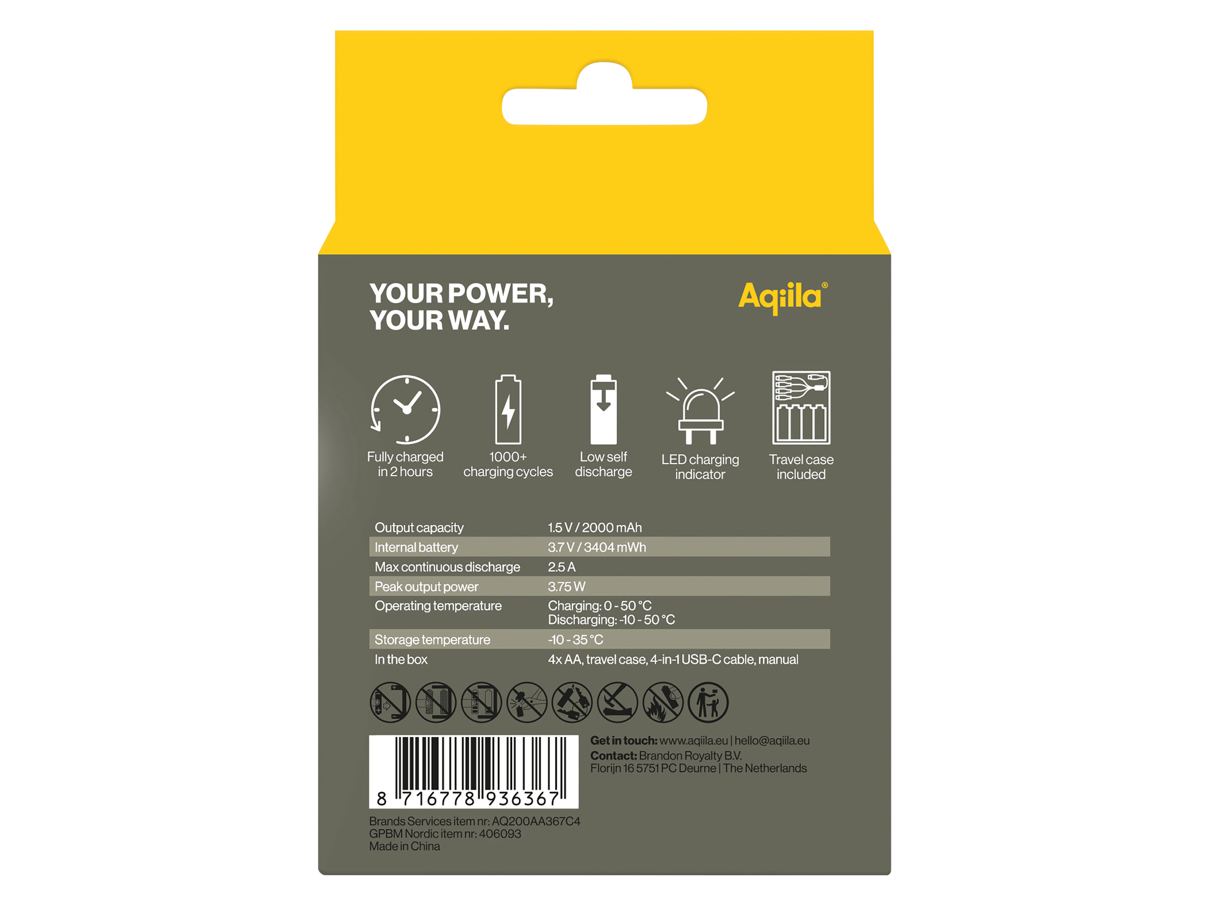 AQIILA Li-lon-Akku, AA, USB-C, 1,5 V, 4er Pack Li-lon-Akku AQILLA, AA, USB-C, 1,5 V, 4er Pack