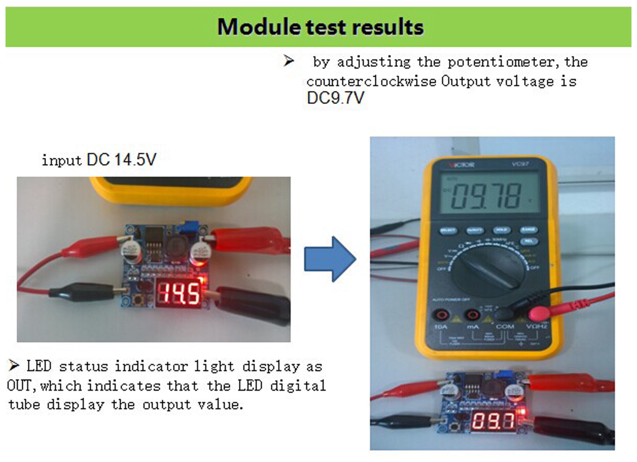 DAYPOWER Step-Down-Modul mit Spannungsanzeige POWER-2596-2 DAYPOWER Step-Down-Modul mit Spannungsanzeige POWER-2596-2