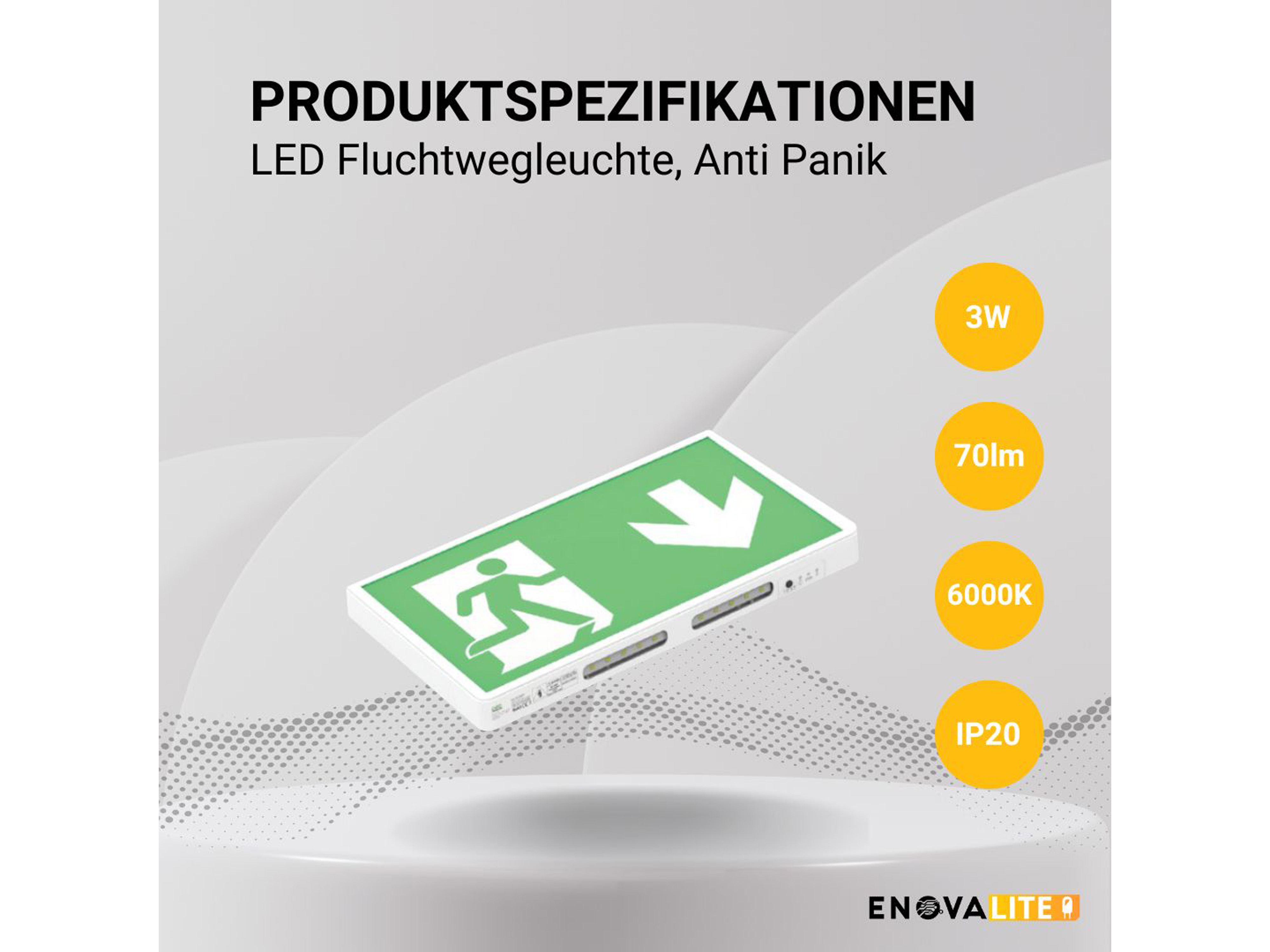 ENOVALITE LED-Fluchtwegleuchte, 200101, inkl. Notstromeinheit, TEST-Funktion ENOVALITE LED-Fluchtwegleuchte, 200101, inkl. Notstromeinheit, TEST-Funktion