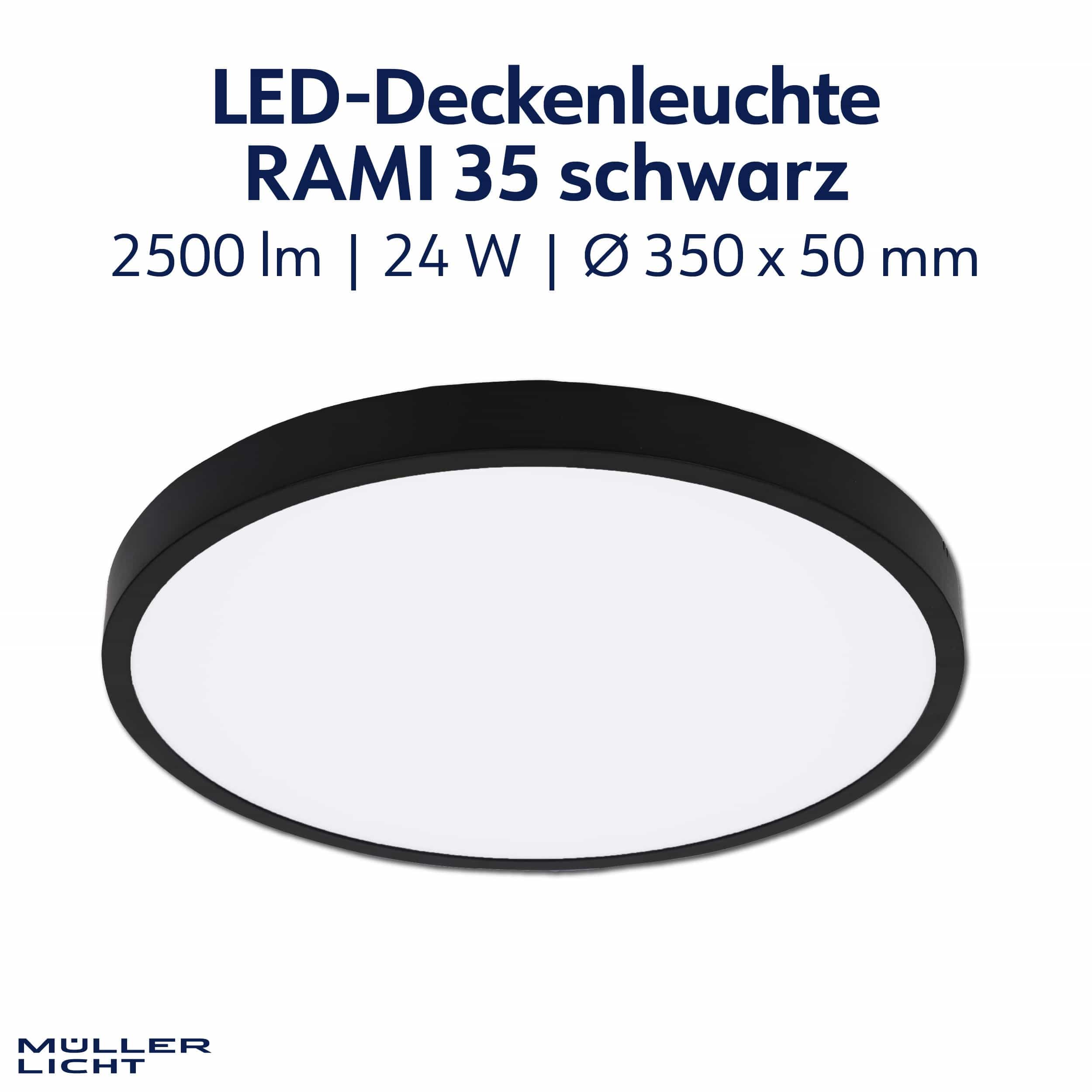MÜLLER-LICHT LED-Deckenleuchte Rami 36 black, 24W, 2500lm, 2700-6500K, IP20, CCT MÜLLER-LICHT LED-Deckenleuchte Rami 36 black, 24W, 2500lm, 2700-6500K, IP20, CCT