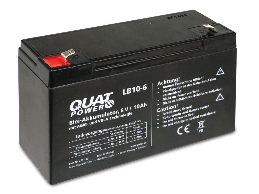 QUATPOWER Blei-Akkumulator LB10-6, 6 V-/10 Ah QUATPOWER Blei-Akkumulator LB10-6, 6 V-/10 Ah