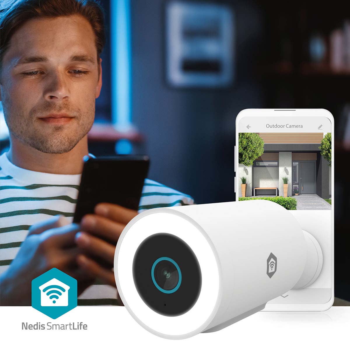 NEDIS SmartLife Outdoor Kamera, WIFICO15CWT, 3MP Full HD 1296p, Wi-Fi, Spotlight, IP65