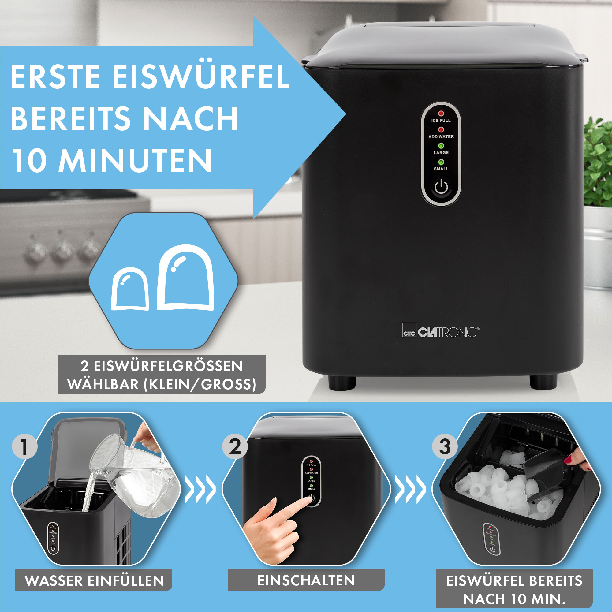 CLATRONIC Eiswürfelbereiter EWB 3798, ca. 8-10 kg Eiswürfel in 24h, ECO Save CLATRONIC Eiswürfelbereiter EWB 3798, ca. 8-10 kg Eiswürfel in 24h, ECO Save