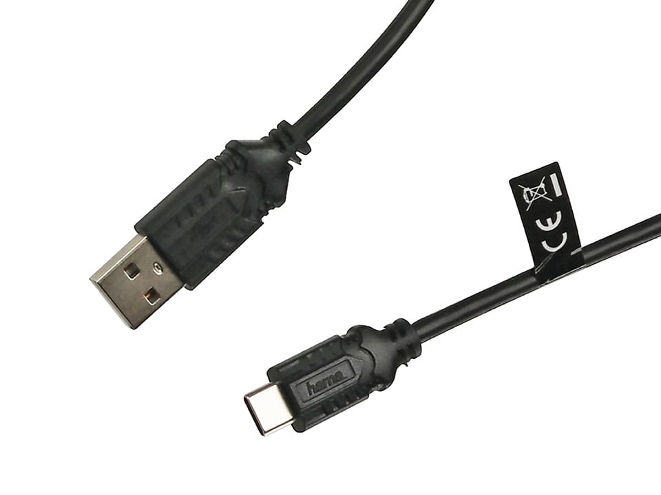 HAMA USB Ladekabel 00054461, 0,75 m, USB A zu USB C, Schwarz