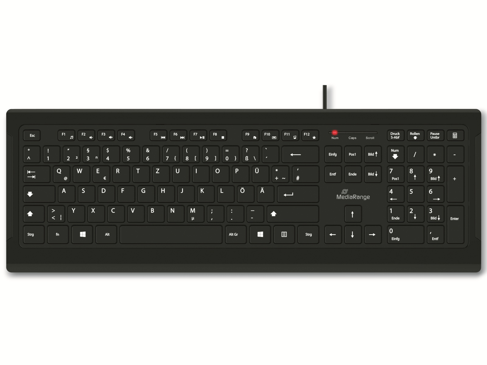 MEDIARANGE USB-Tastatur MROS101, flache Tasten, QWERTZ, schwarz USB-Tastatur MEDIARANGE MROS101, flache Tasten, QWERTZ, schwarz