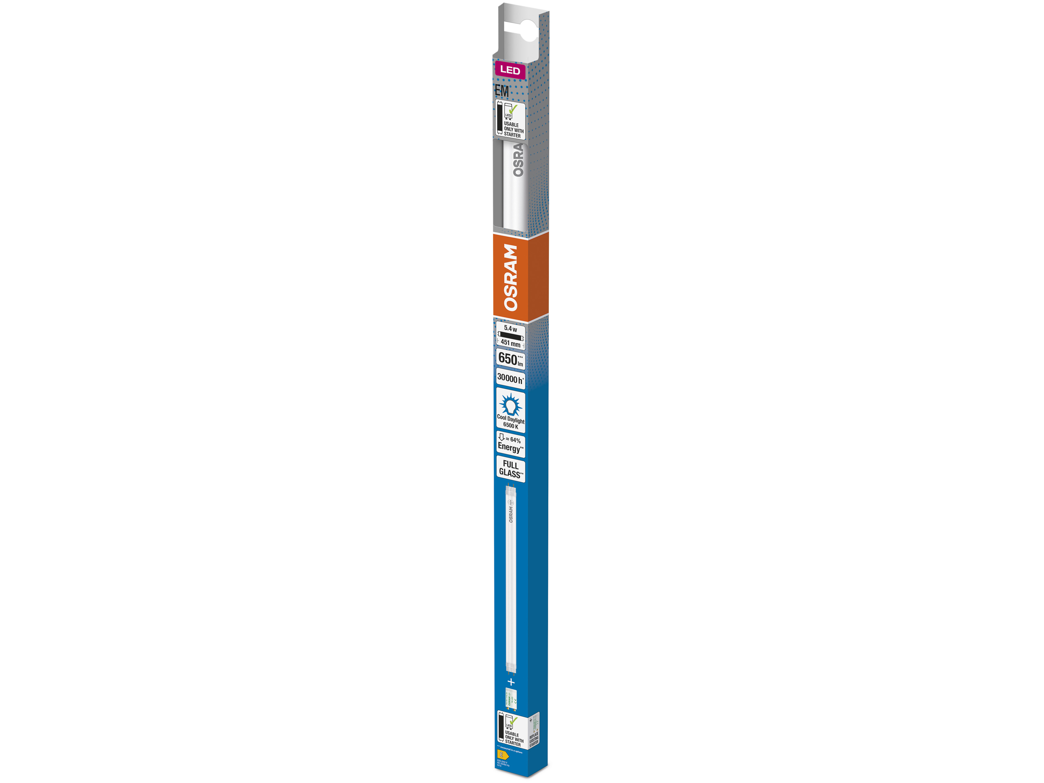 OSRAM LED-Röhre, T8, 438mm, G13, EEK: E, 5,4W, 650lm, 6500K OSRAM LED-Röhre, T8, 438mm, G13, EEK: E, 5,4W, 650lm, 6500K
