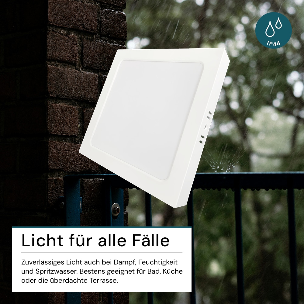 LUXULA LED-Deckenleuchte, 12W, EEK: F, 1200lm, CCT, IP44, quadrat, weiß LUXULA LED-Deckenleuchte, 12W, EEK: F, 1200lm, CCT, IP44, quadrat, weiß