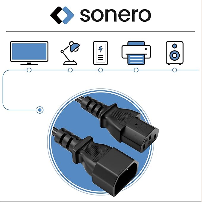 SONERO Kaltgeräteverlängerung, X-C13P-C13F-030B, gerade, schwarz, 3m SONERO Kaltgeräteverlängerung, X-C13P-C13F-030B, gerade, schwarz, 3m