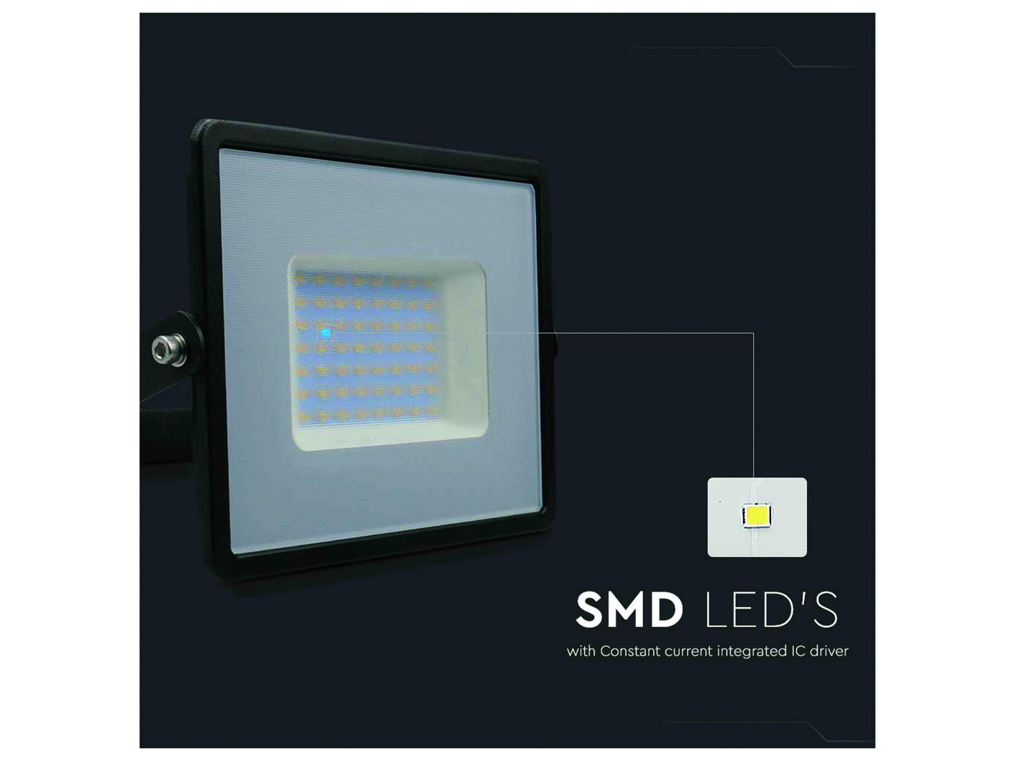 V-TAC LED-Fluter VT-4051, 50W, 4300lm, 4000K, IP65 V-TAC LED-Fluter VT-4051, 50W, 4300lm, 4000K, IP65