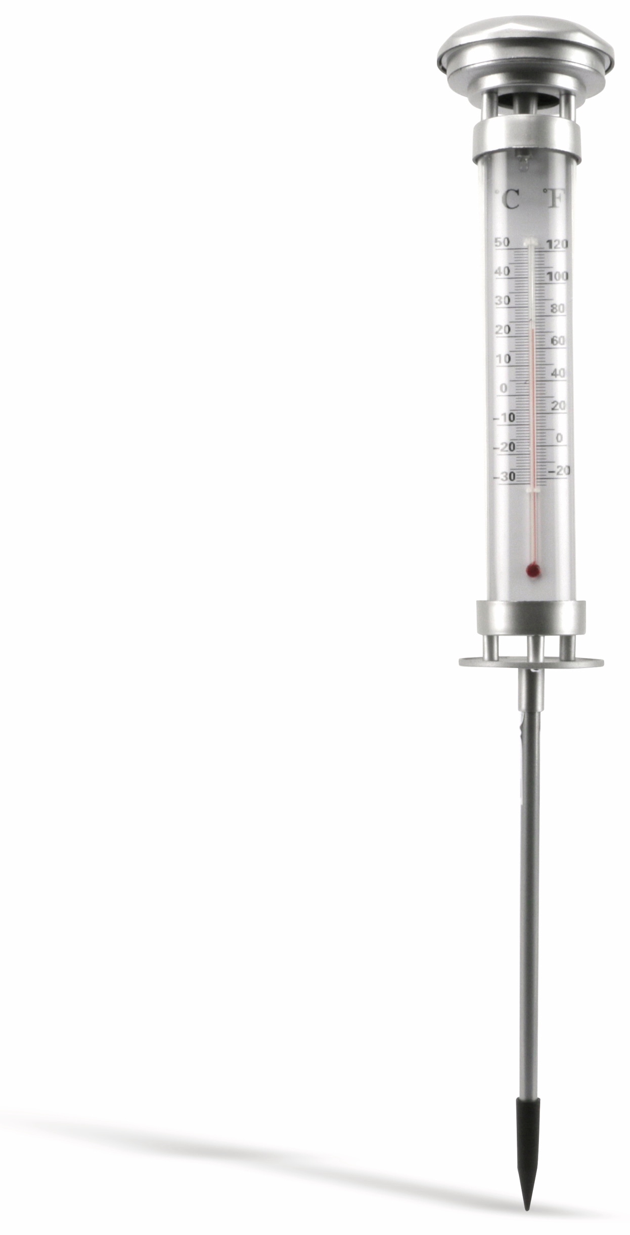 GRUNDIG Gartenthermometer mit Solarlampe, silber GRUNDIG Gartenthermometer mit Solarlampe, silber