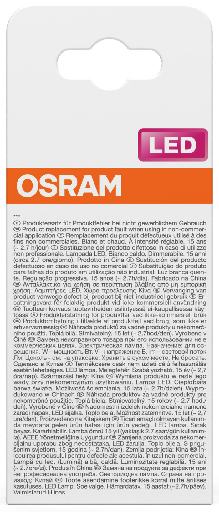 OSRAM LED-Lampe, dimmbar, E27, 5,9 W, 2700 K, EEK: D, 806 lm, IP20, warmweiß