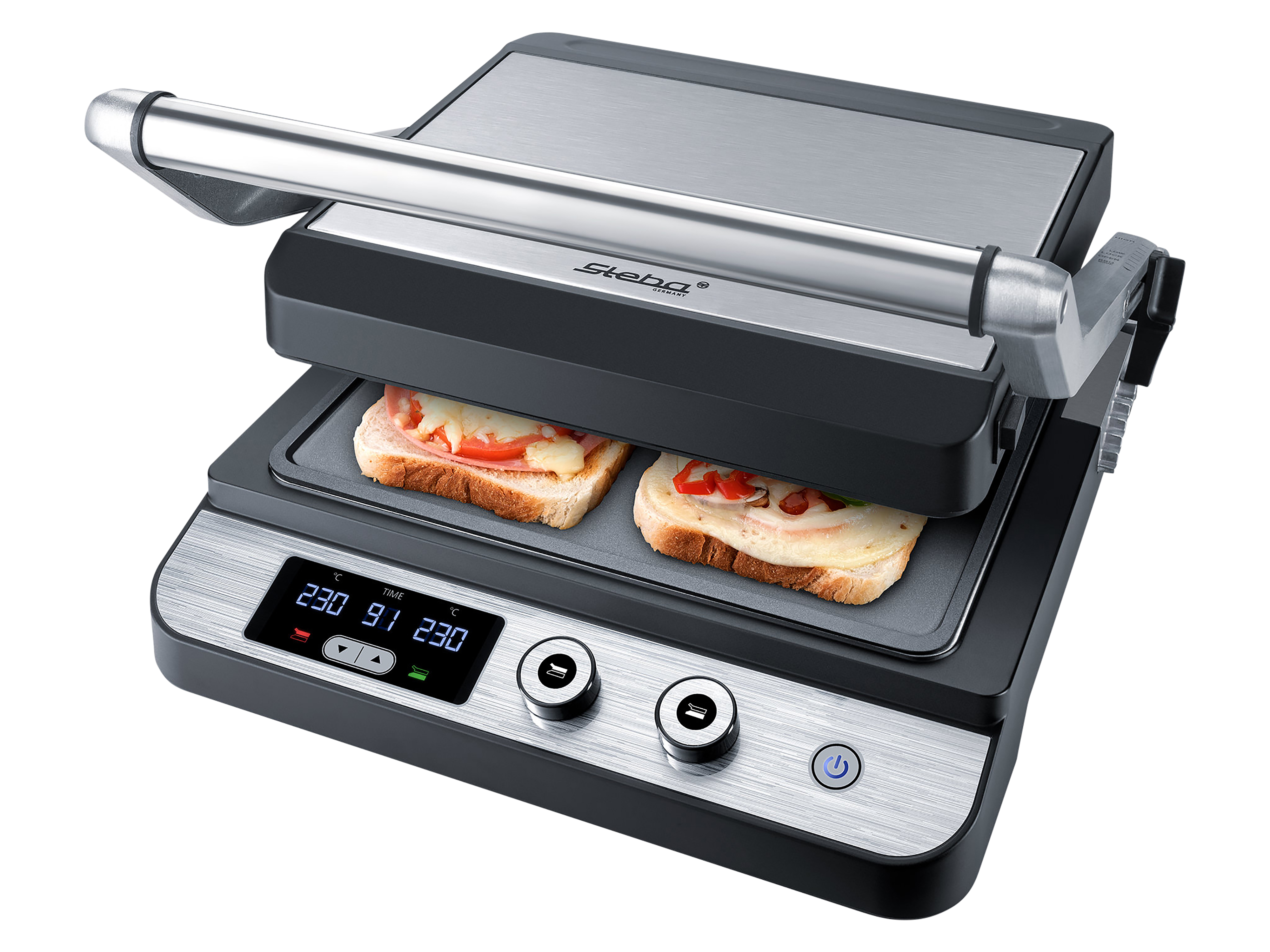 STEBA Kontaktgrill FG 120, Edelstahl, Antihaft, Timer, LED-Display