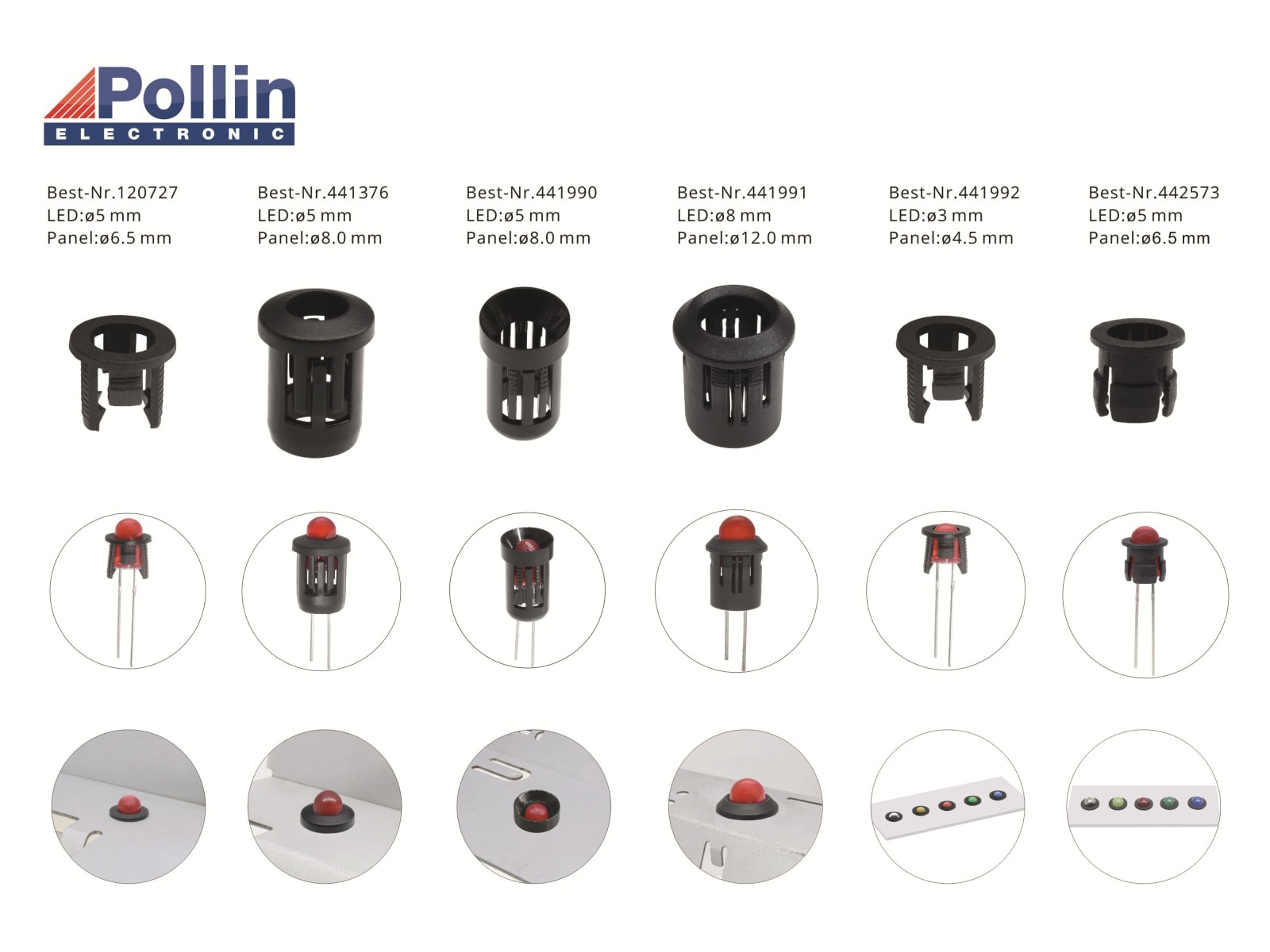 LED-Fassung, Ø 8 mm LED-Fassung, Ø 8 mm