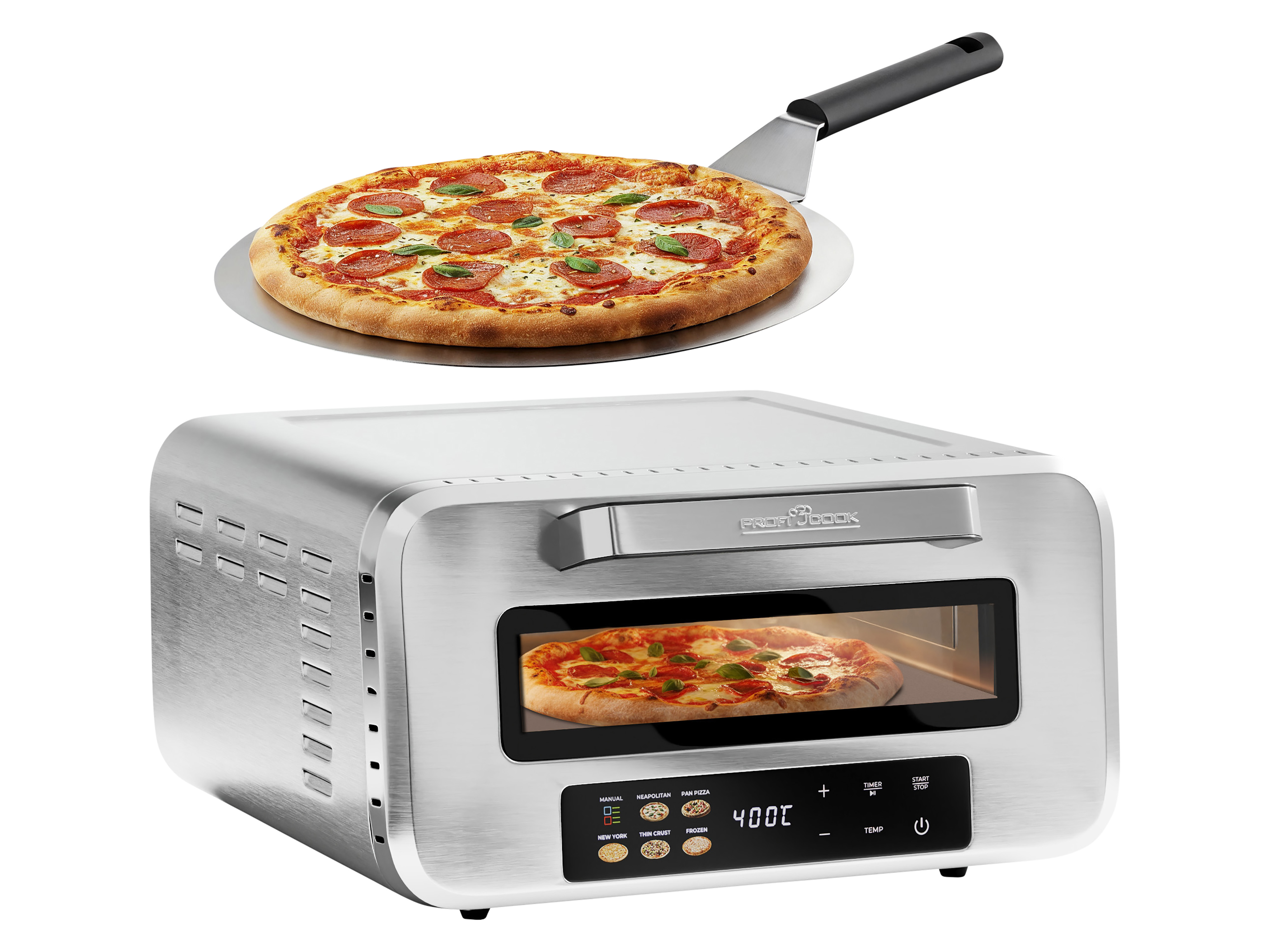 PROFI COOK Pizzaofen PC-PO 1323, inkl. Pizzastein & Pizzaheber, 400°C PROFICOOK Pizzaofen PC-PO 1323, inkl. Pizzastein & Pizzaheber, 400°C