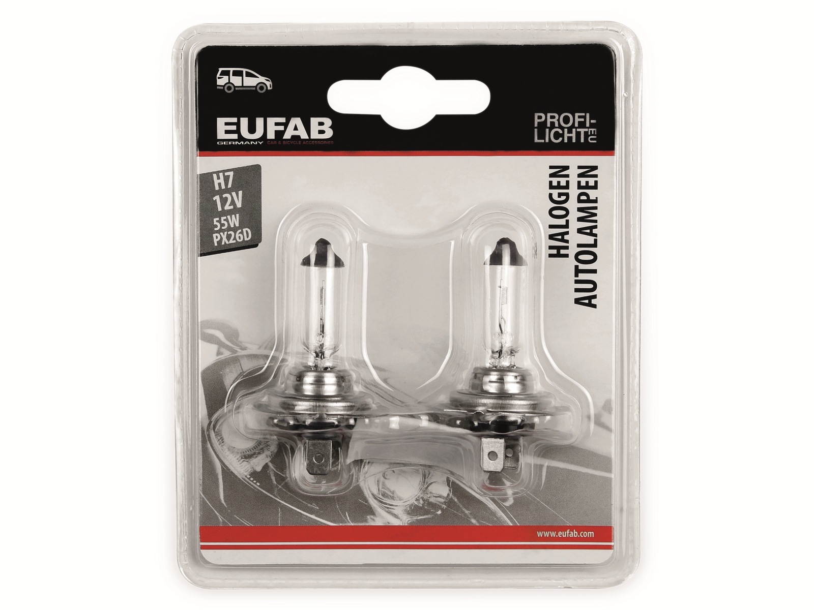 EUFAB Halogen-Autolampe H7, 12V, 55W, PX26D, 2 Stück EUFAB Halogen-Autolampe H7, 12V, 55W, PX26D, 2 Stück